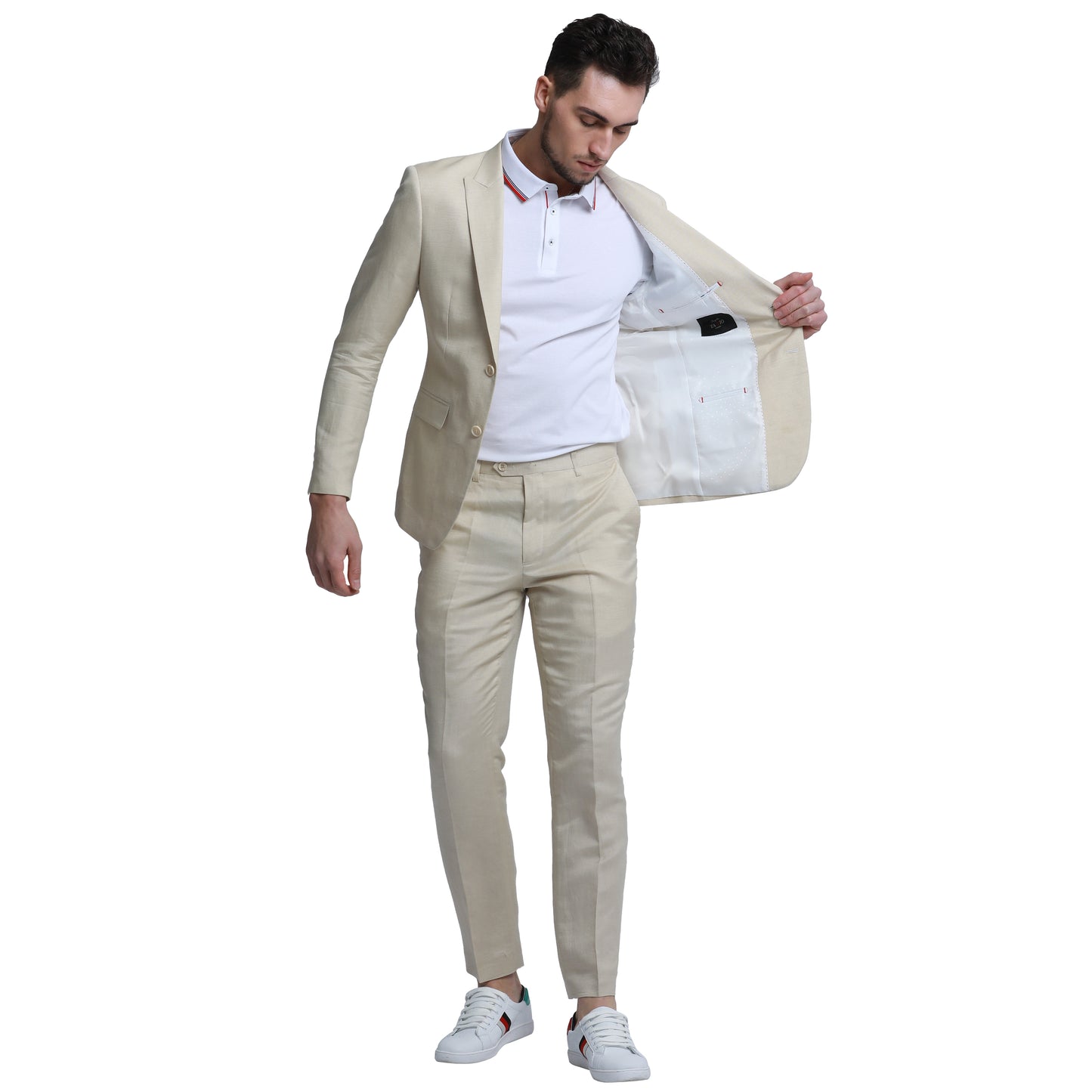 Tazzio Men's Skinny Fit 2pc Linen Suit, Tan