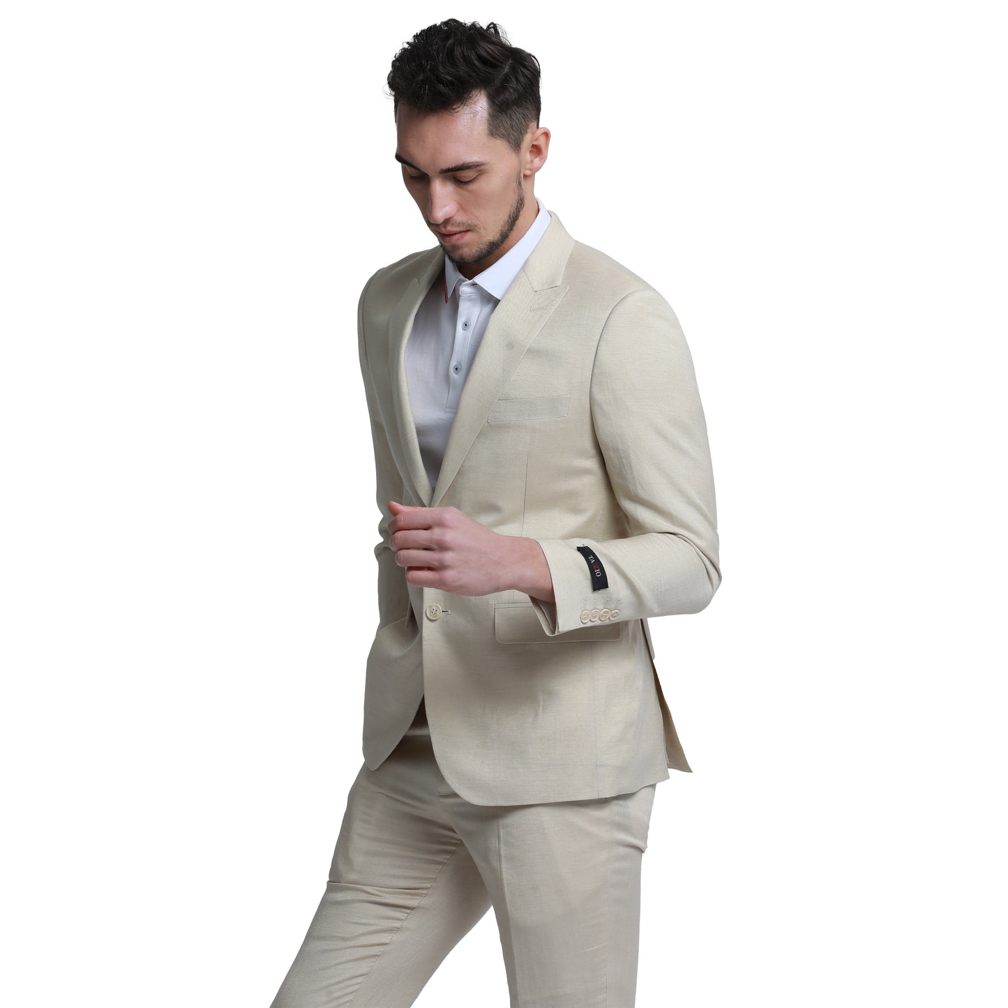 Tazzio Men's Skinny Fit 2pc Linen Suit, Tan