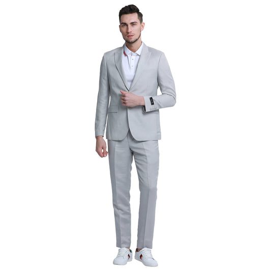 Tazzio Men's Skinny Fit 2pc Linen Suit, Light Grey