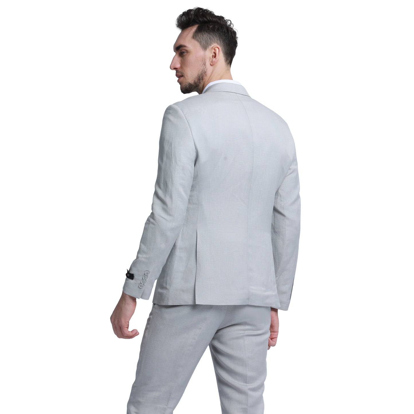 Tazzio Men's Skinny Fit 2pc Linen Suit, Light Grey