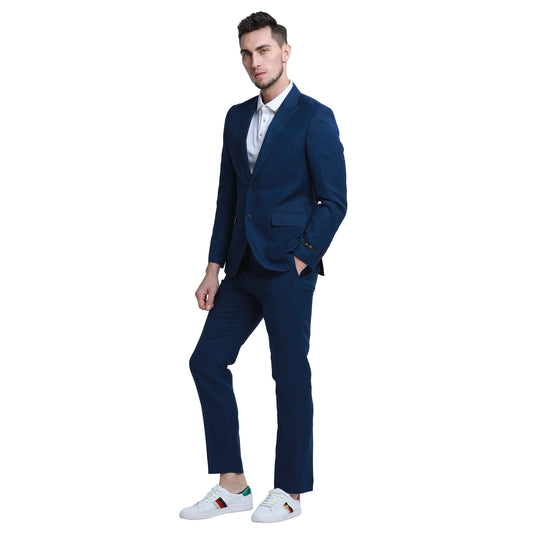 Tazzio Men's Skinny Fit 2pc Linen Suit, Navy