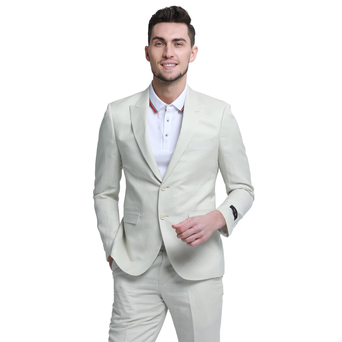 Tazzio Men's Skinny Fit 2pc Linen Suit, Ivory