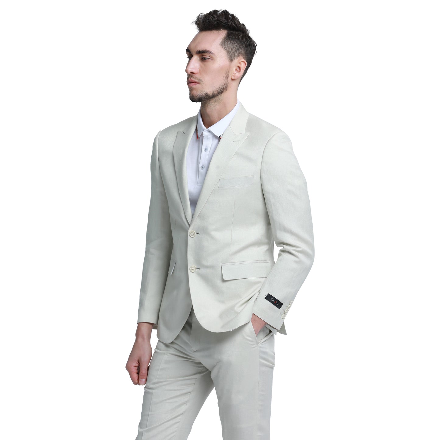 Tazzio Men's Skinny Fit 2pc Linen Suit, Ivory
