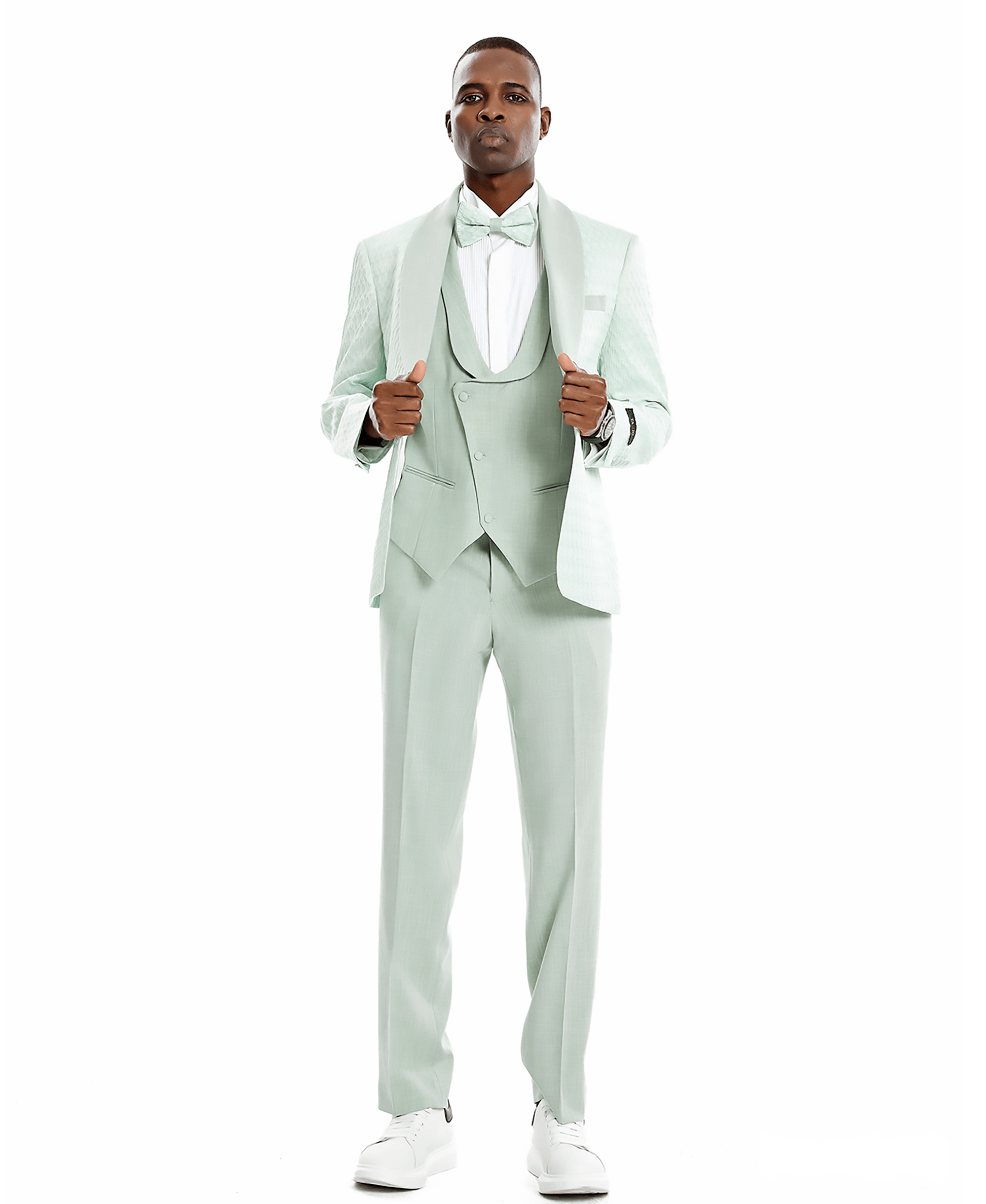 Tazzio Skinny Fit Honeycomb Texture Suit, Mint - Julinie