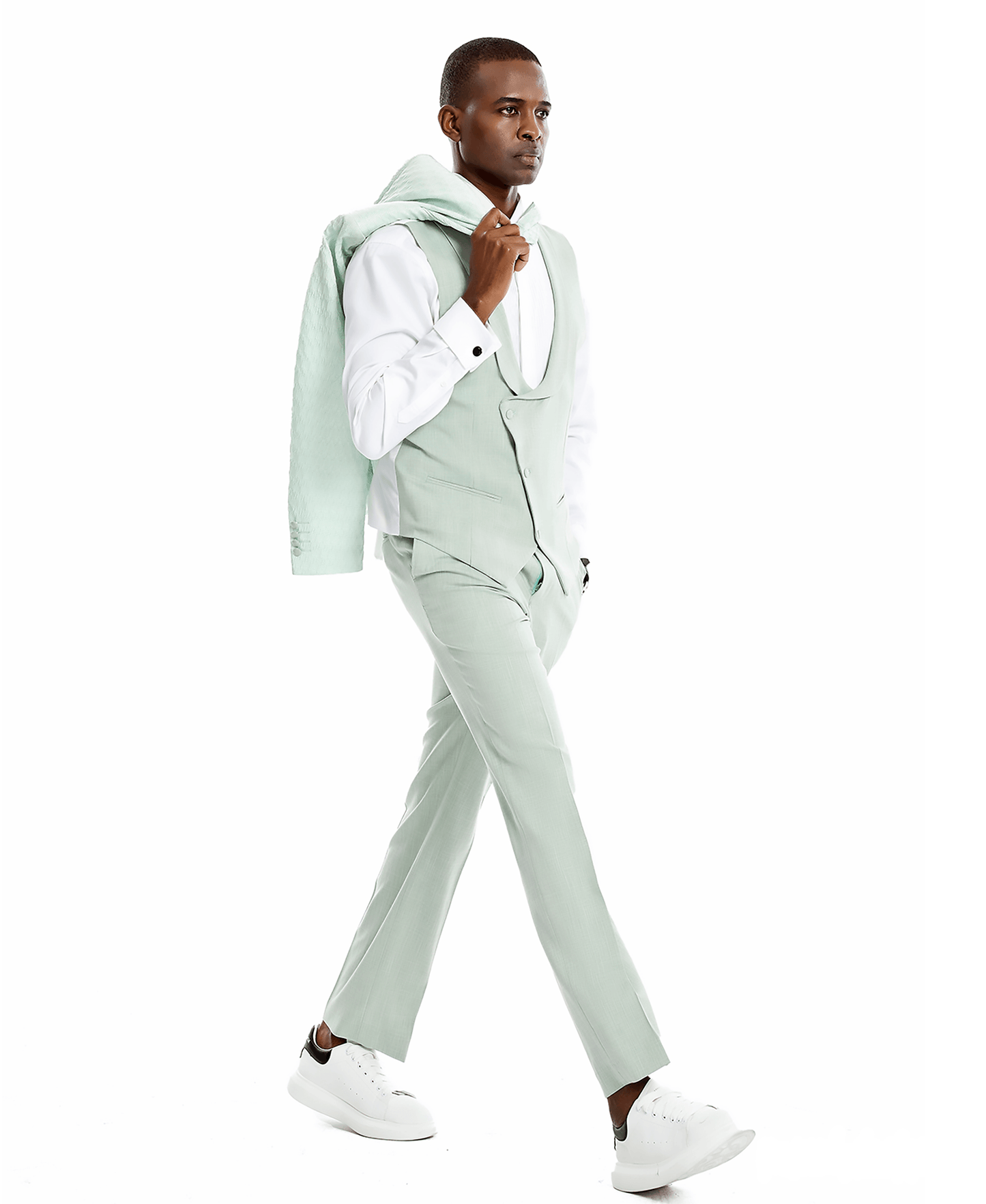 Tazzio Skinny Fit Honeycomb Texture Suit, Mint - Julinie