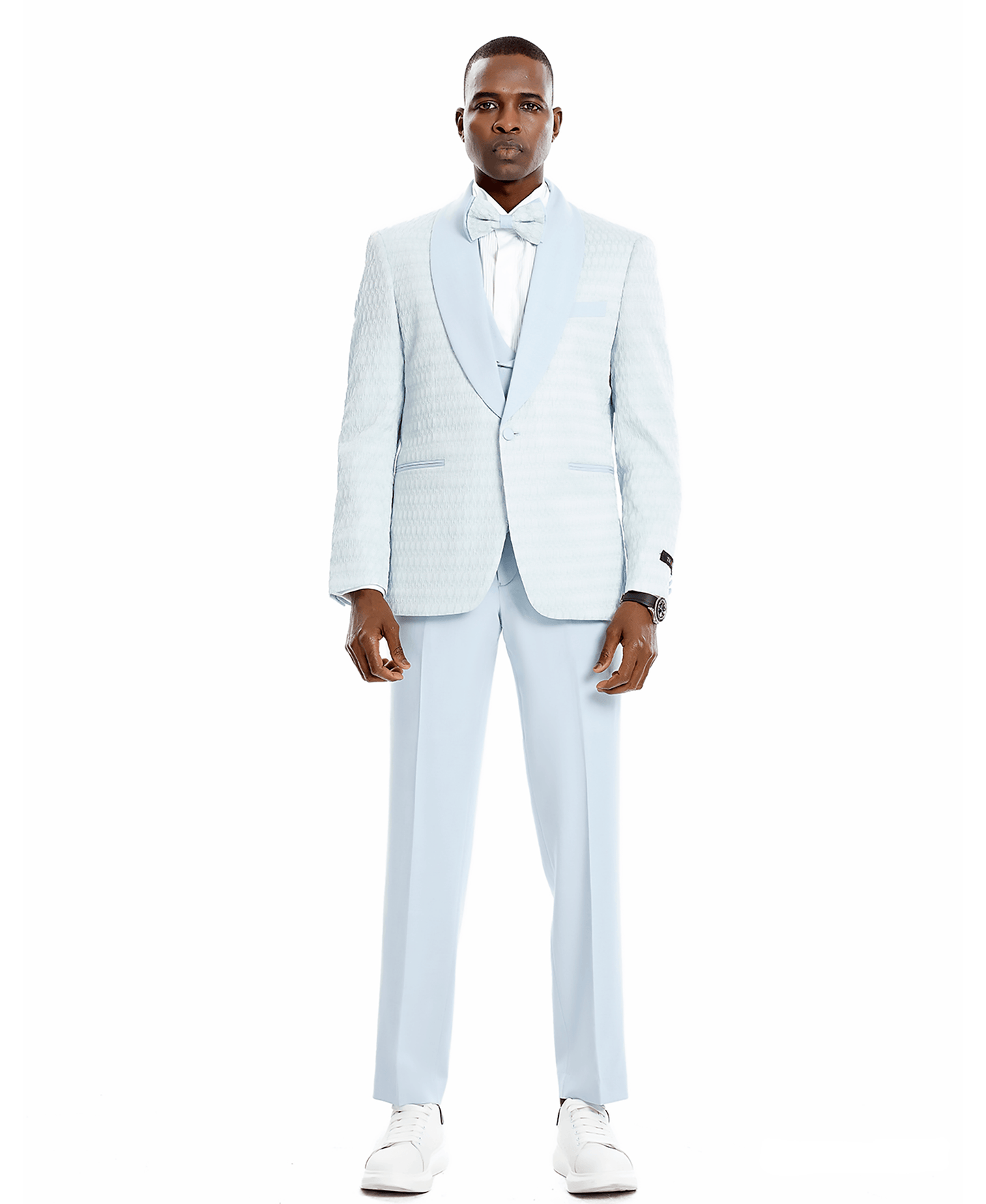 Tazzio Skinny Fit Honeycomb Textured Suit, Sky Blue - Julinie