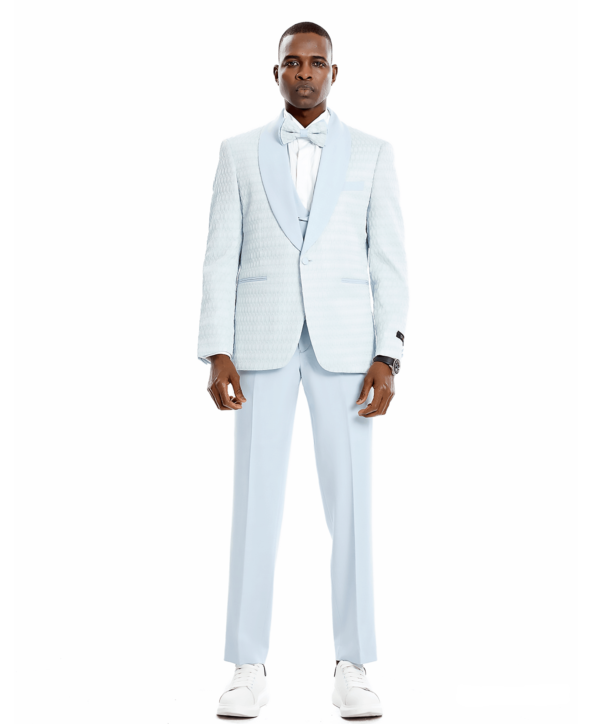 Tazzio Skinny Fit Honeycomb Textured Suit, Sky Blue - Julinie