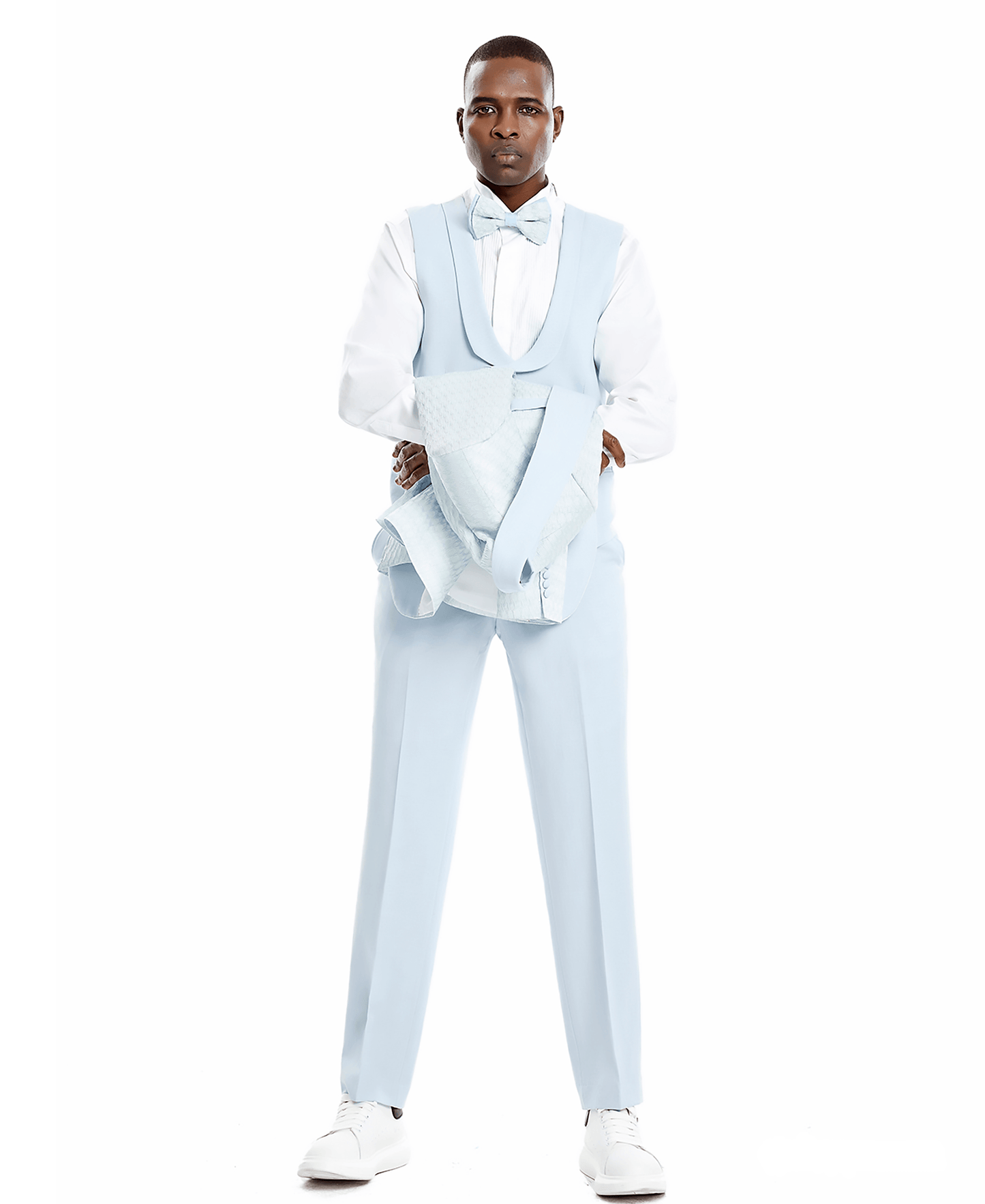 Tazzio Skinny Fit Honeycomb Textured Suit, Sky Blue - Julinie