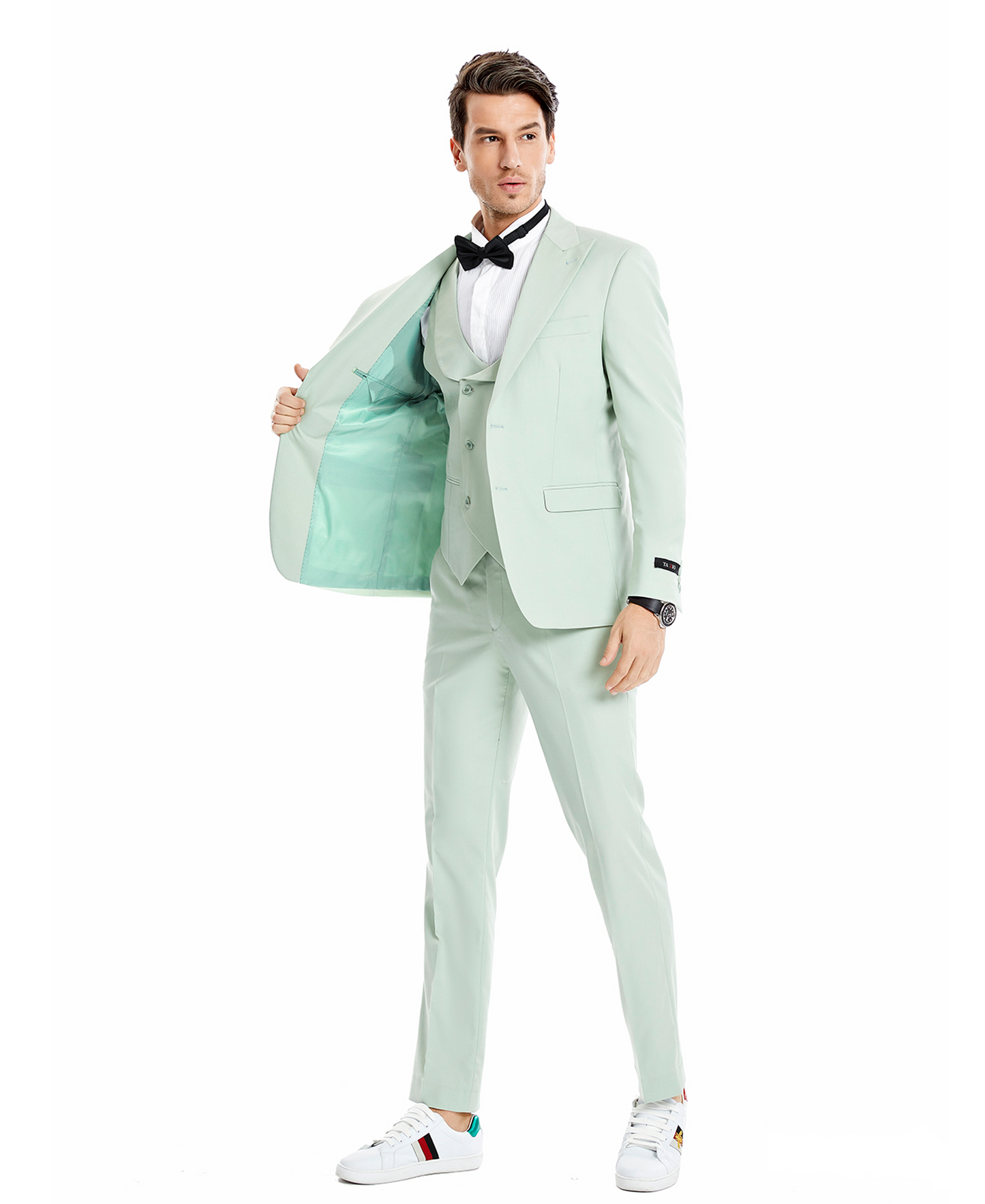 Tazzio Peak Lapel Skinny Suit, Mint