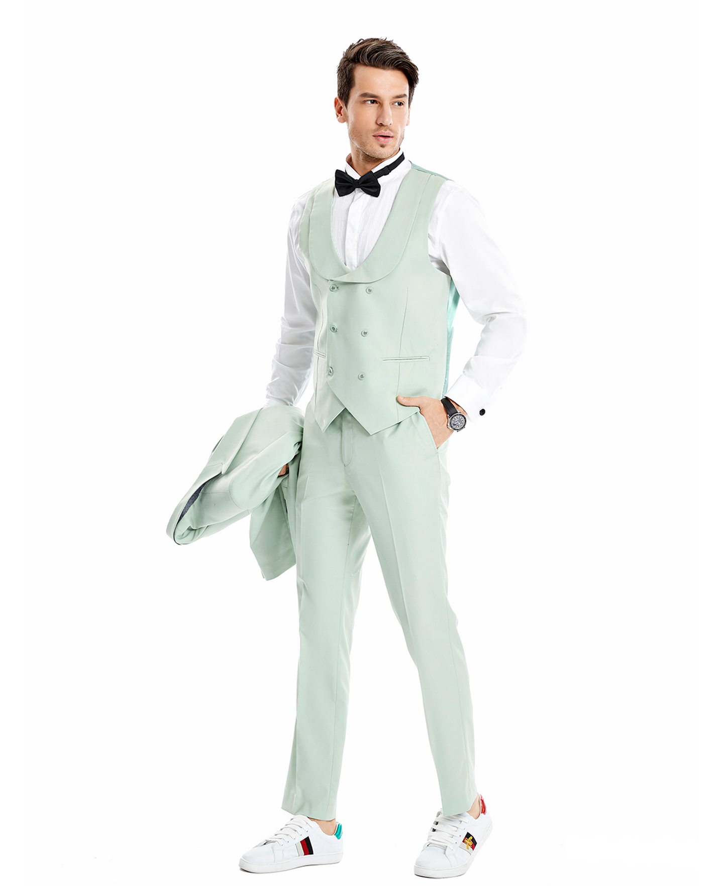 Tazzio Peak Lapel Skinny Suit, Mint