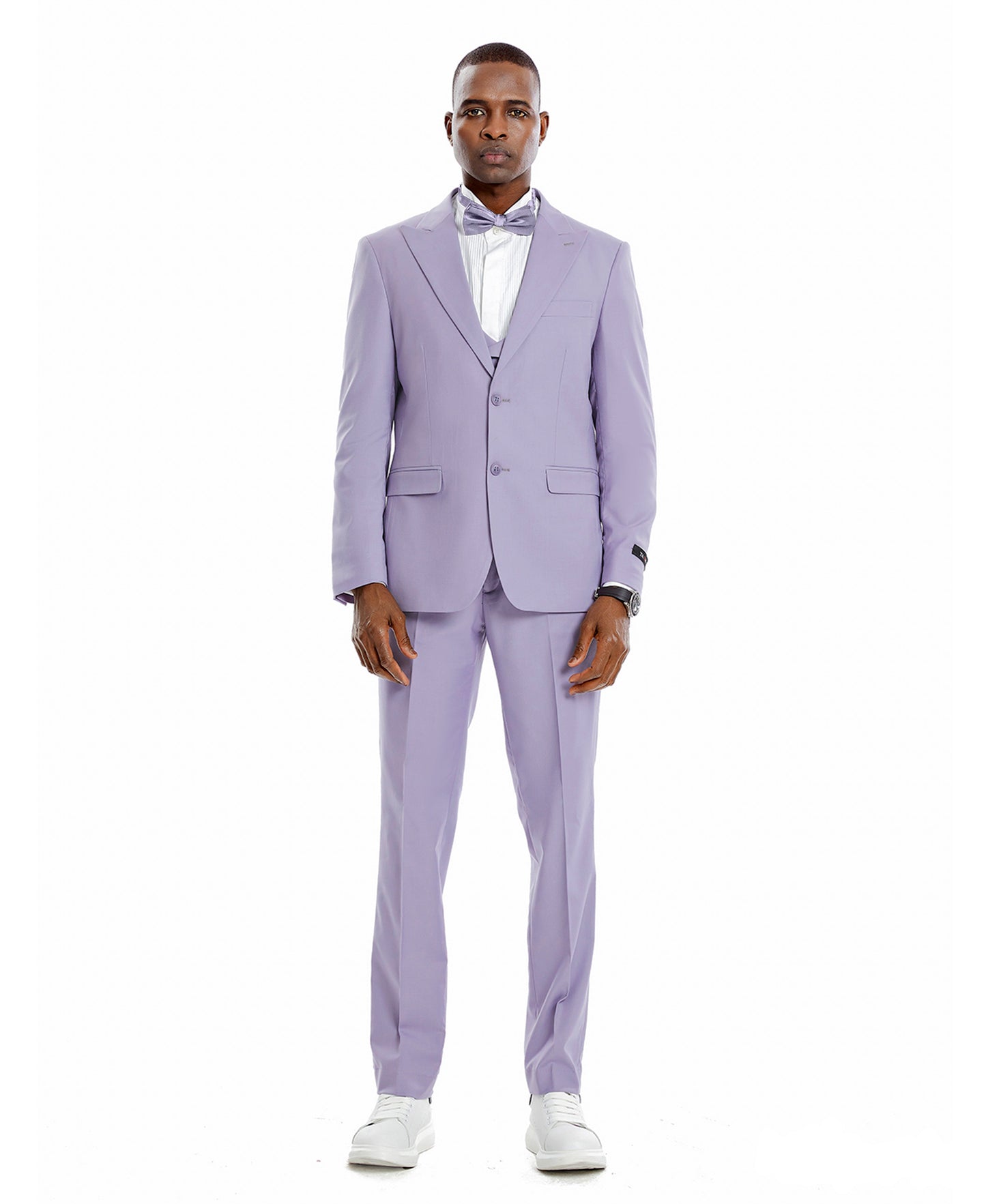 Tazzio Peak Lapel Skinny Suit, Lavender
