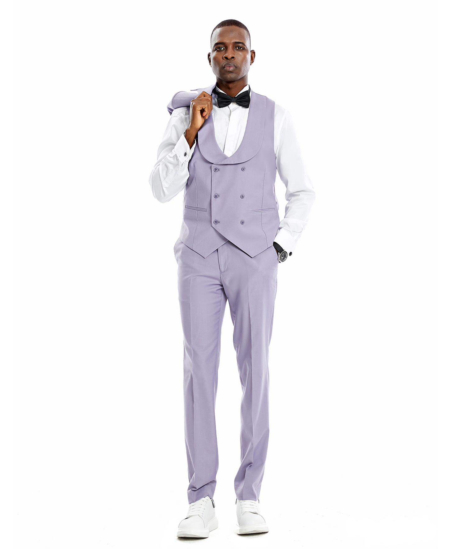 Tazzio Peak Lapel Skinny Suit, Lavender