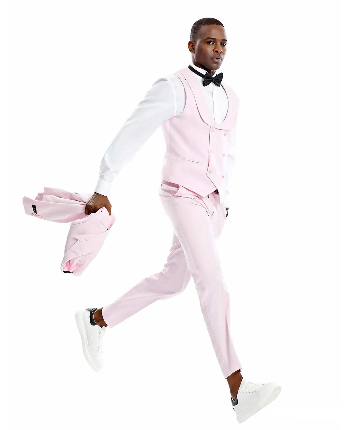 Tazzio Peak Lapel Skinny Suit, Pink