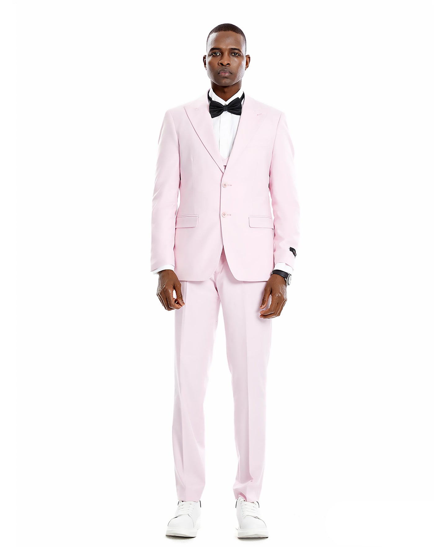 Tazzio Peak Lapel Skinny Suit, Pink