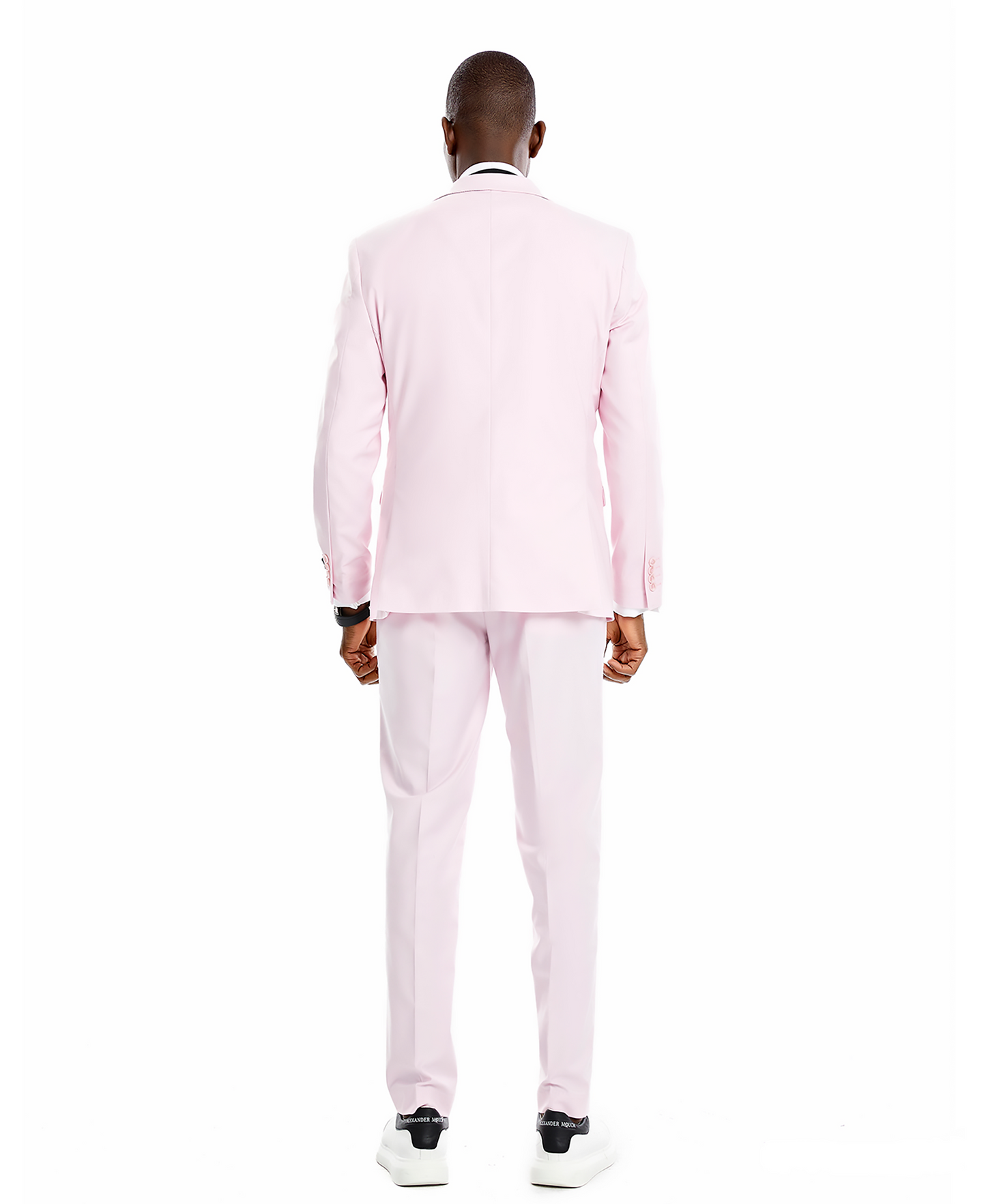 Tazzio Peak Lapel Skinny Suit, Pink