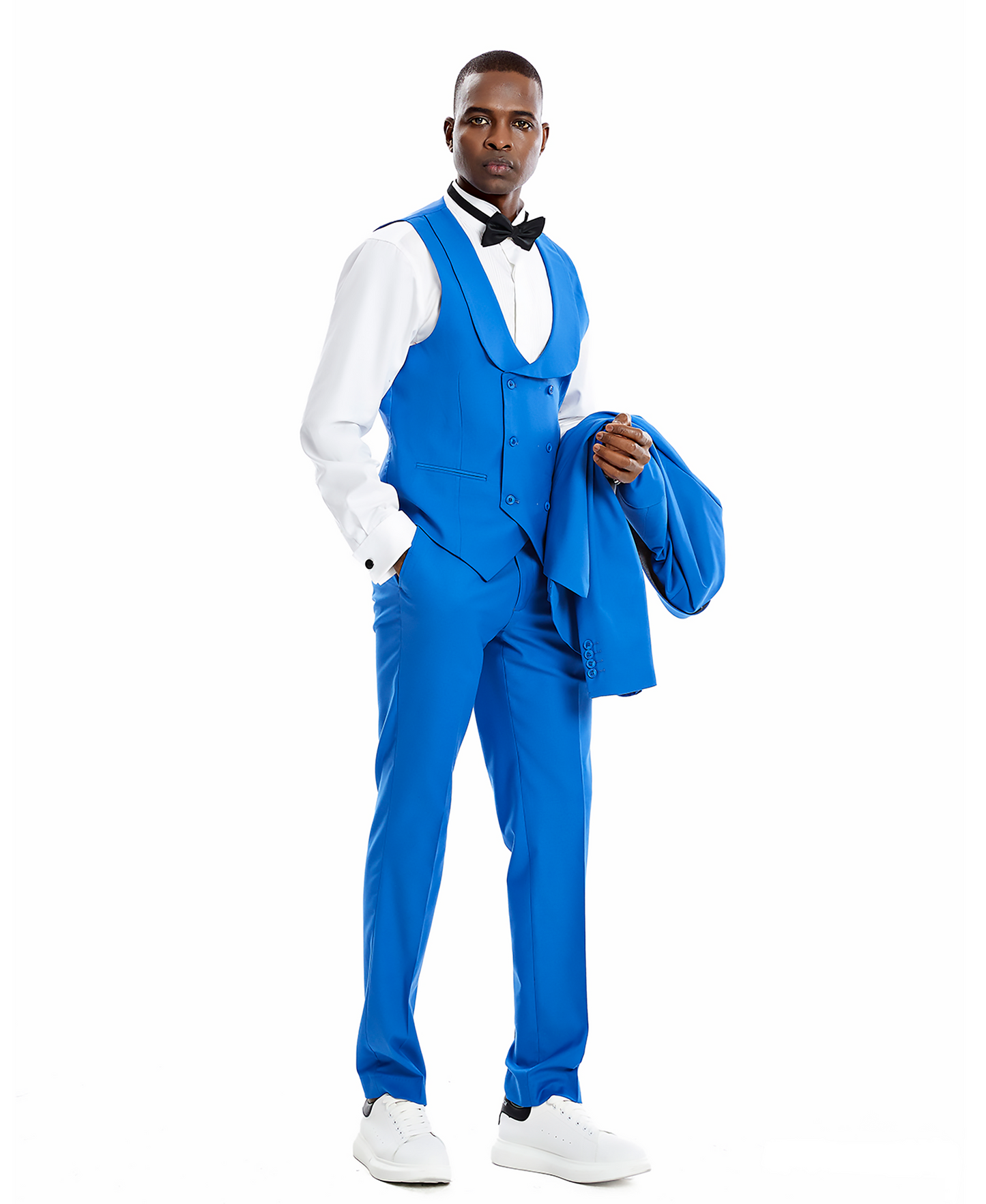 Tazzio Peak Lapel Skinny Suit, Royal Blue
