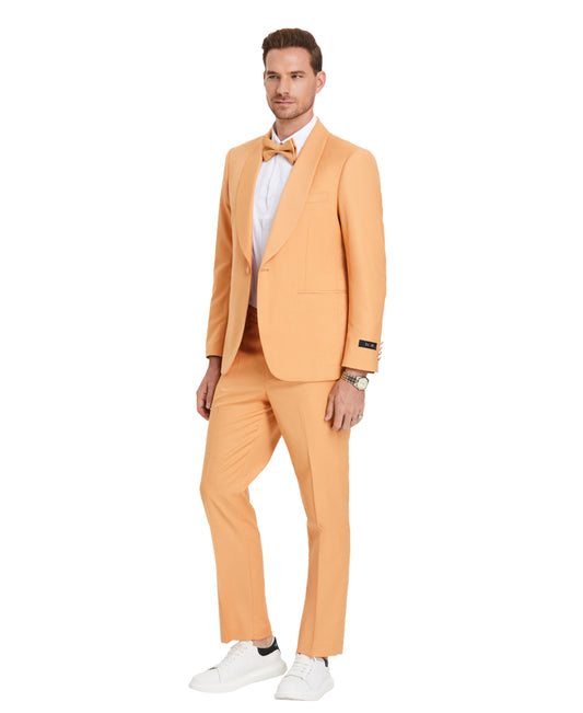Tazzio Skinny Fit Suit Shawl Collar, Tangerine