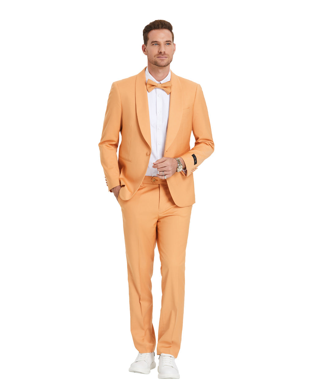 Tazzio Skinny Fit Suit Shawl Collar, Tangerine