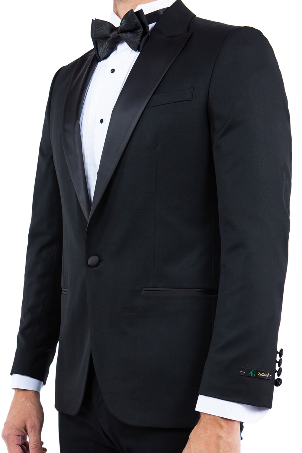 Zegarie Slim Fit Tuxedo Separates Jacket, Black w/ Satin Peak Lapel