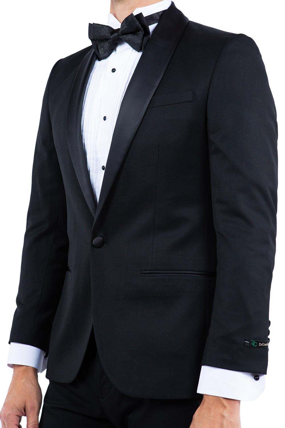 Zegarie Slim Fit Tuxedo Separates Jacket, Black w/ Satin Shawl Collar