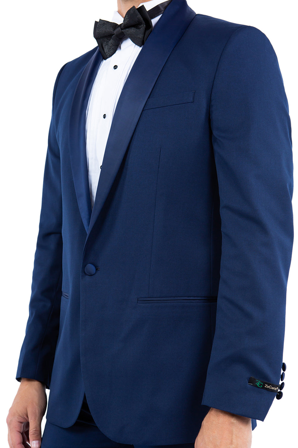 Zegarie Slim Fit Tuxedo Separates Jacket, Navy w/ Satin Shawl Collar