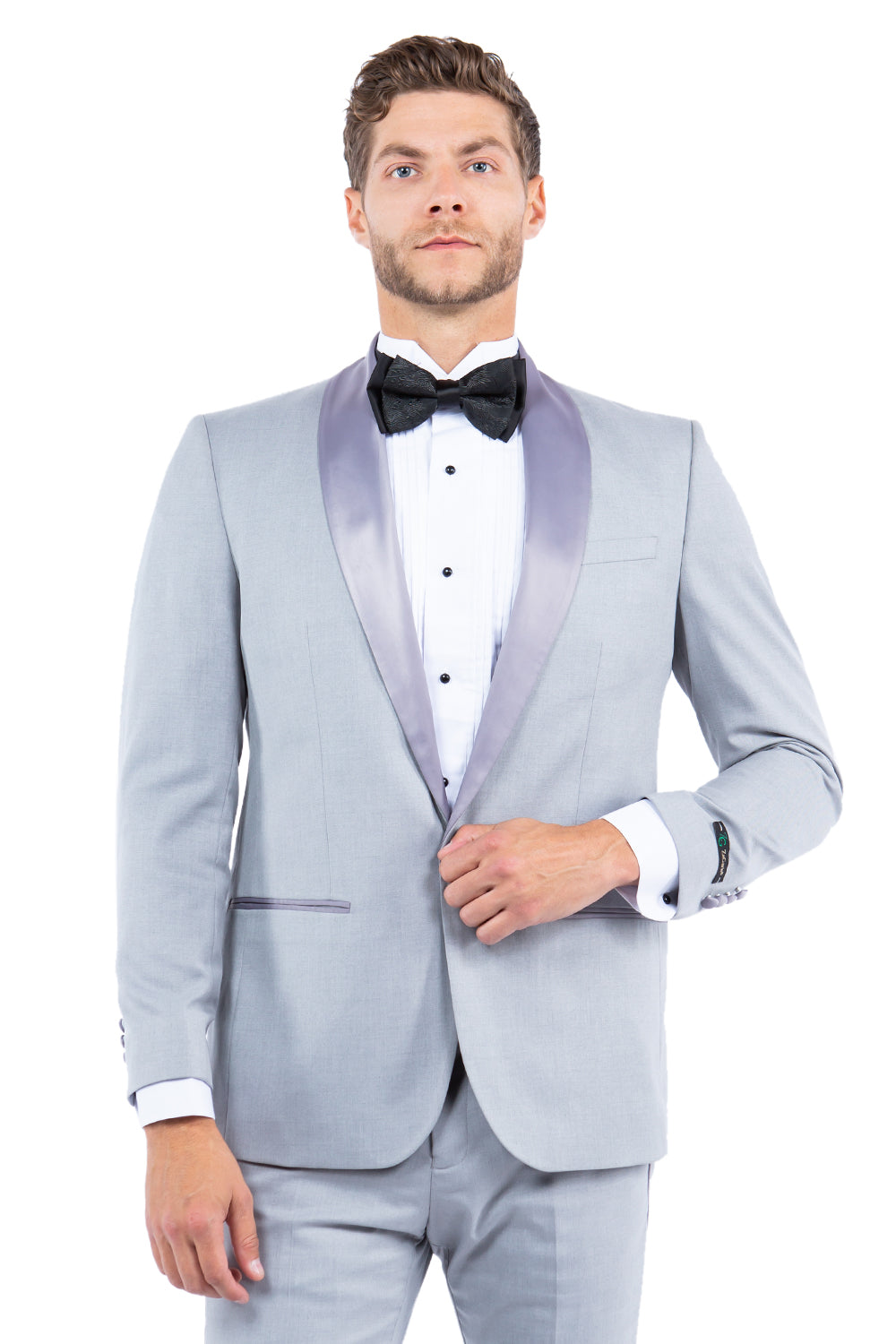 Zegarie Slim Fit Tuxedo Separates Jacket, Light Grey w/ Satin Shawl Collar