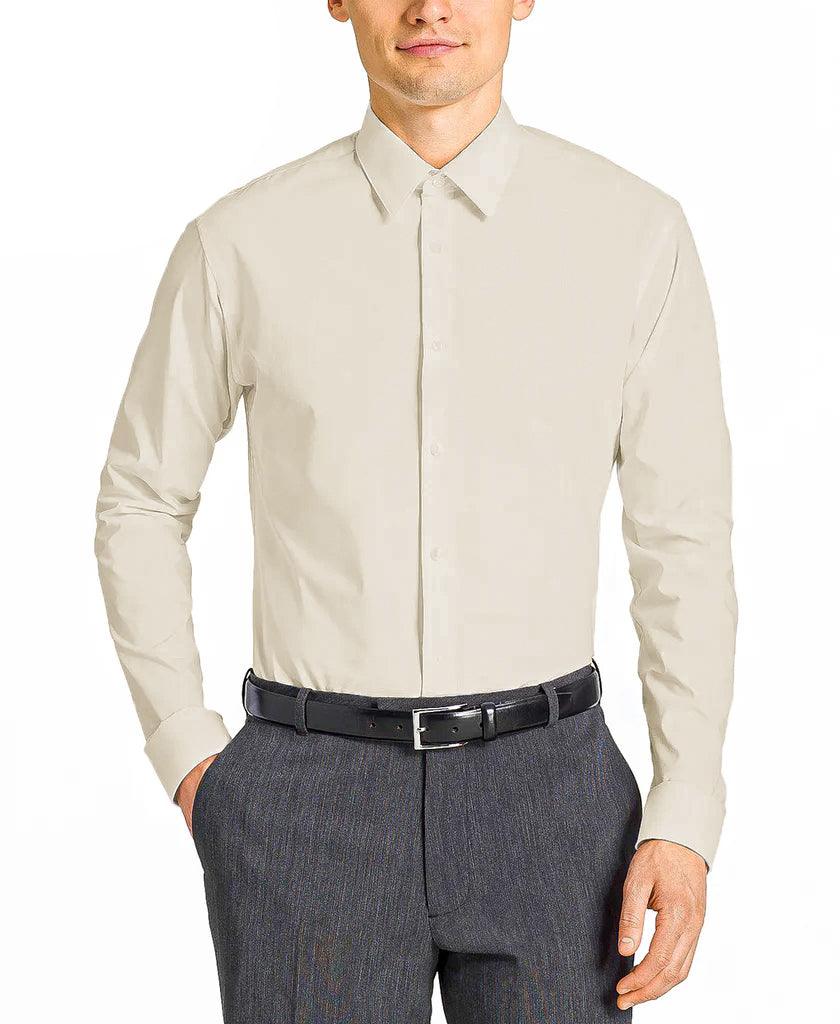 A man wearing a Vanilla Cream Office Dress Shirt.