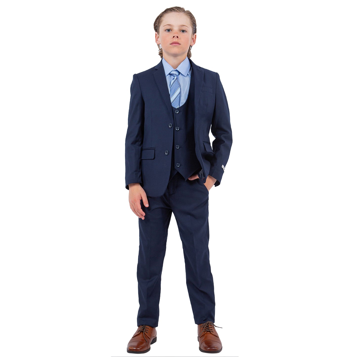 Stacy Adams Boy's 5pc Suit Set, Navy