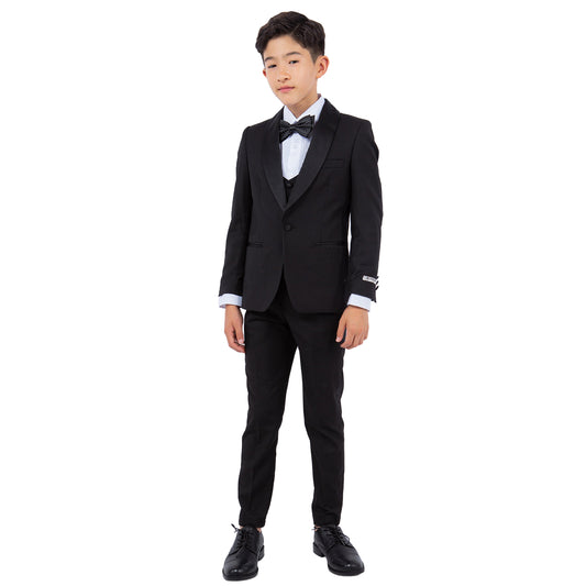 Stacy Adams Boy's 5pc Tuxedo Set, Black