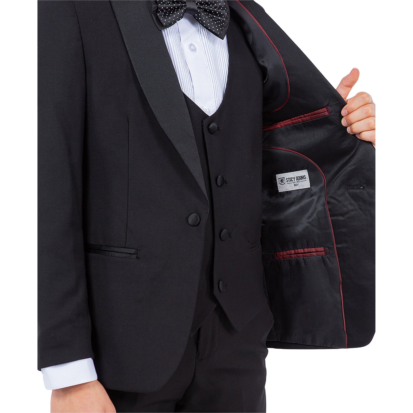 Stacy Adams Boy's 5pc Tuxedo Set, Black