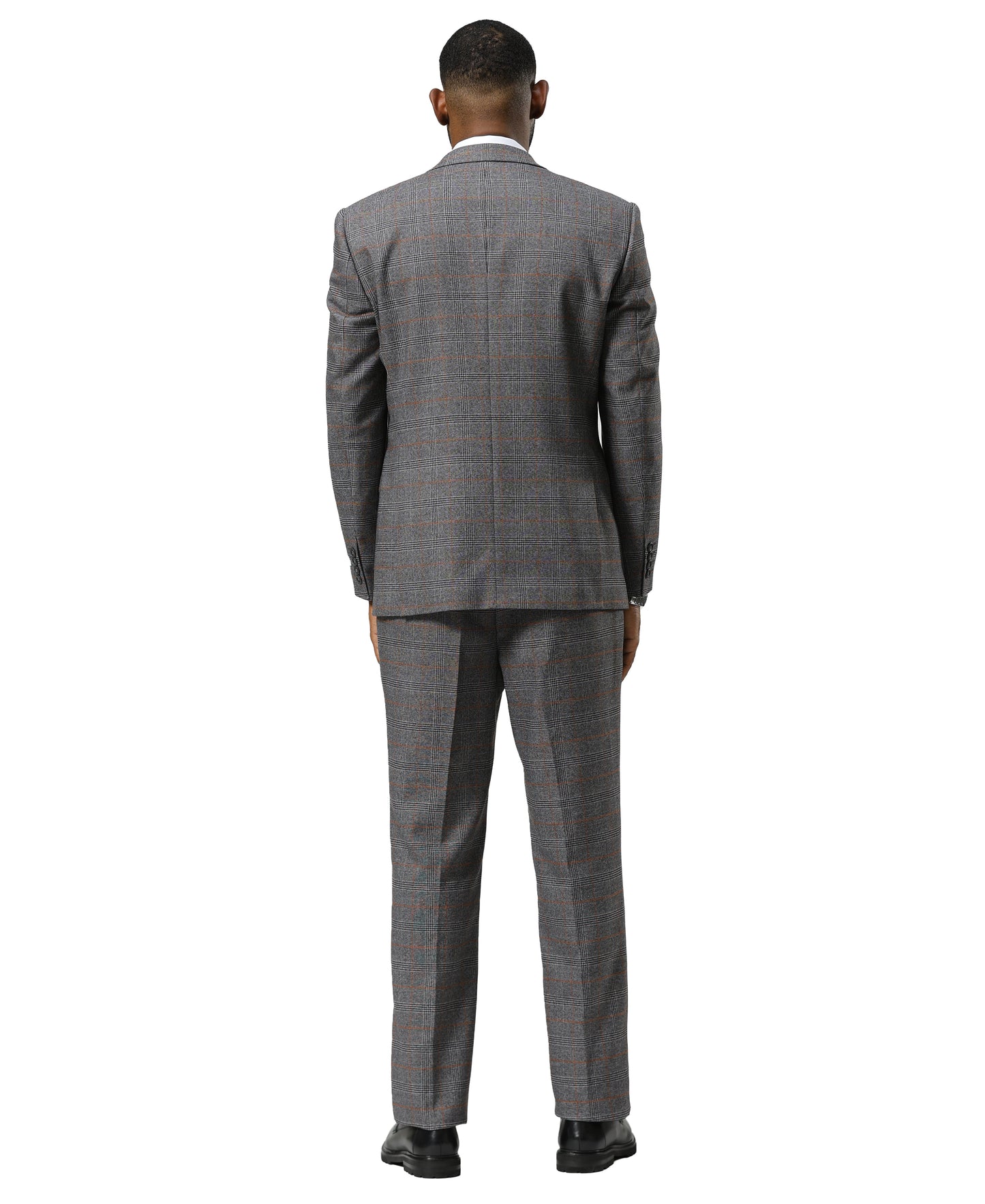 Stacy Adams Windowpane Peak Lapel 3pc Suit Set, Grey