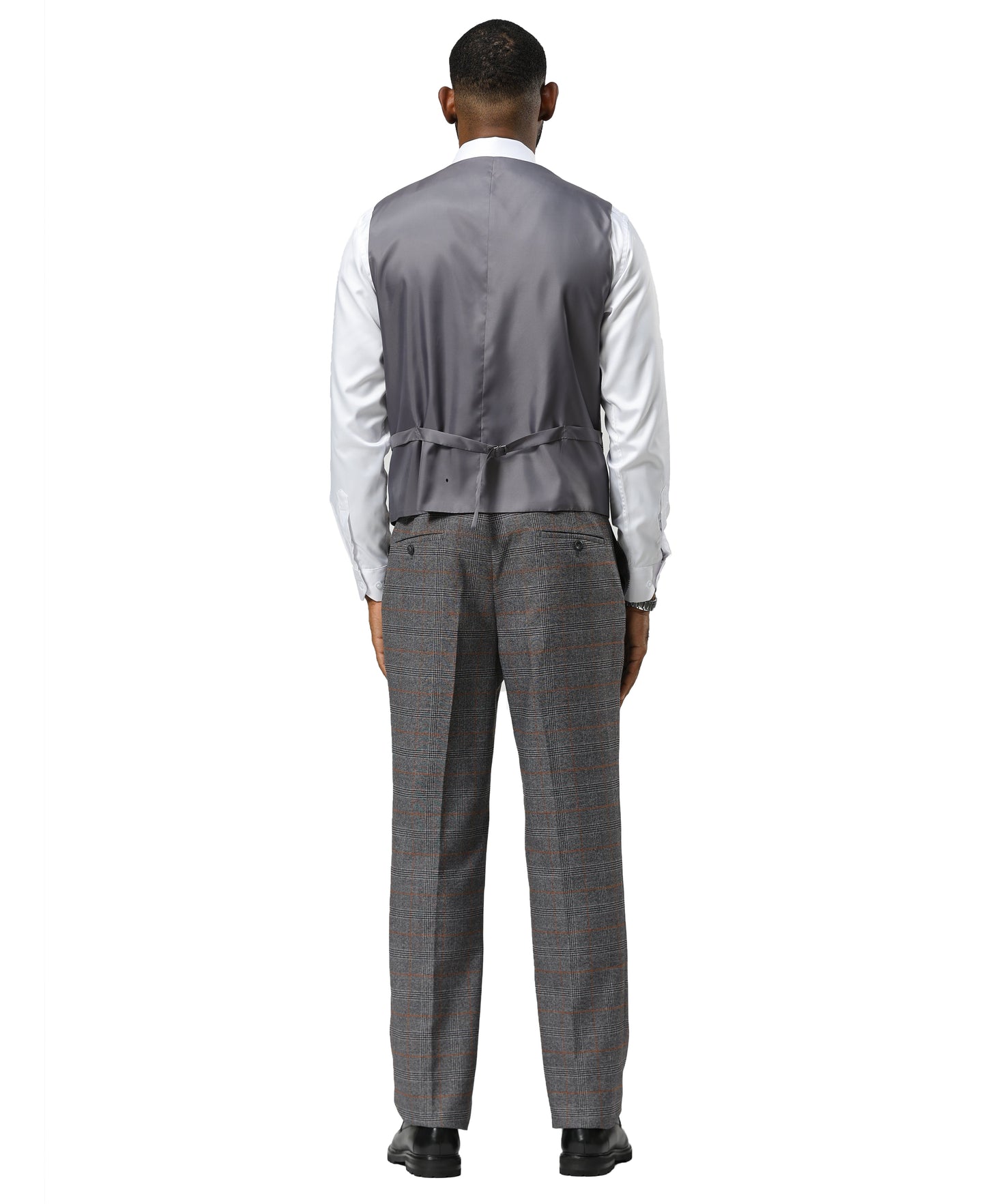 Stacy Adams Windowpane Peak Lapel 3pc Suit Set, Grey
