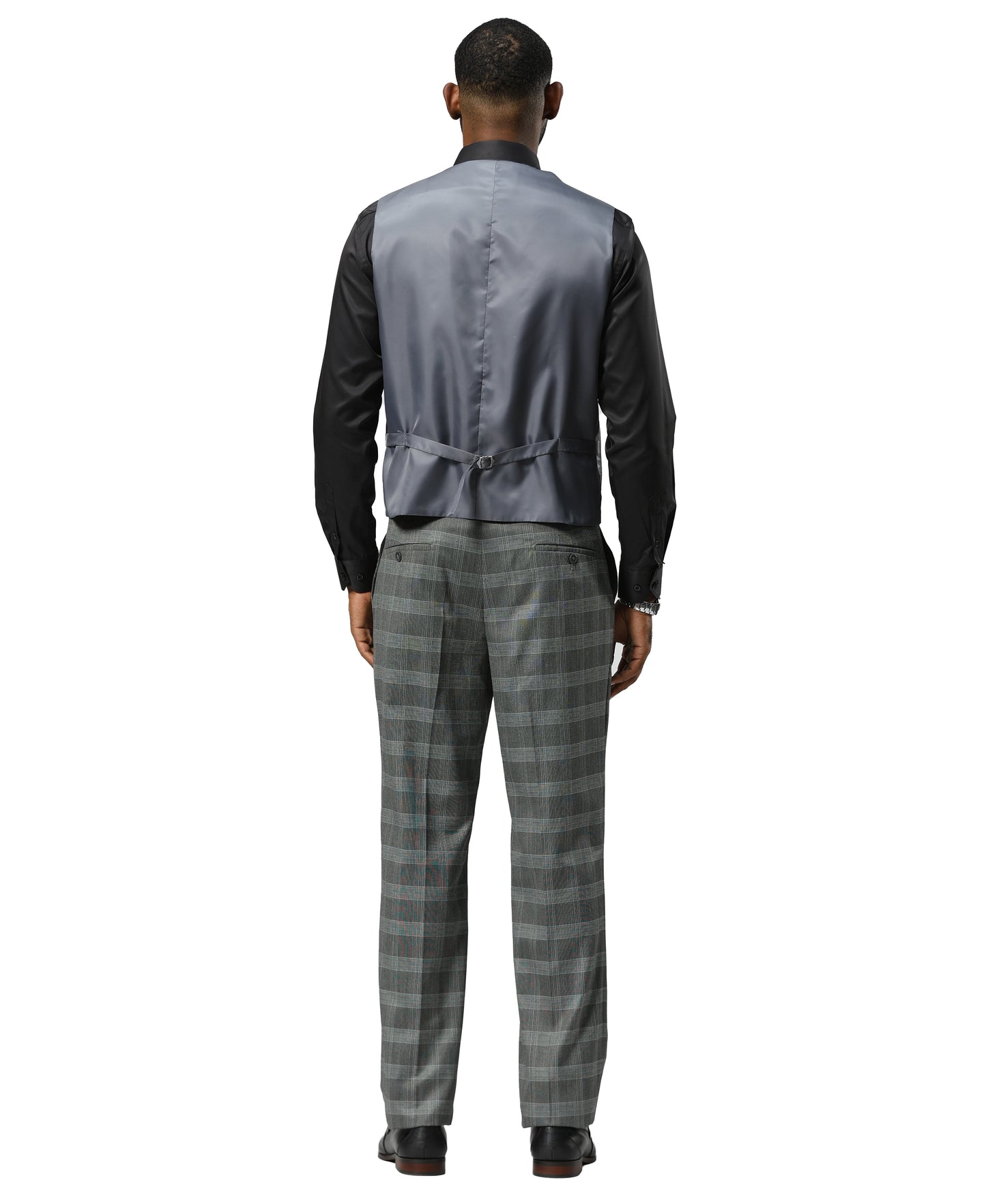 Stacy Adams Glen-Check Peak Lapel 3pc Suit Set, Grey