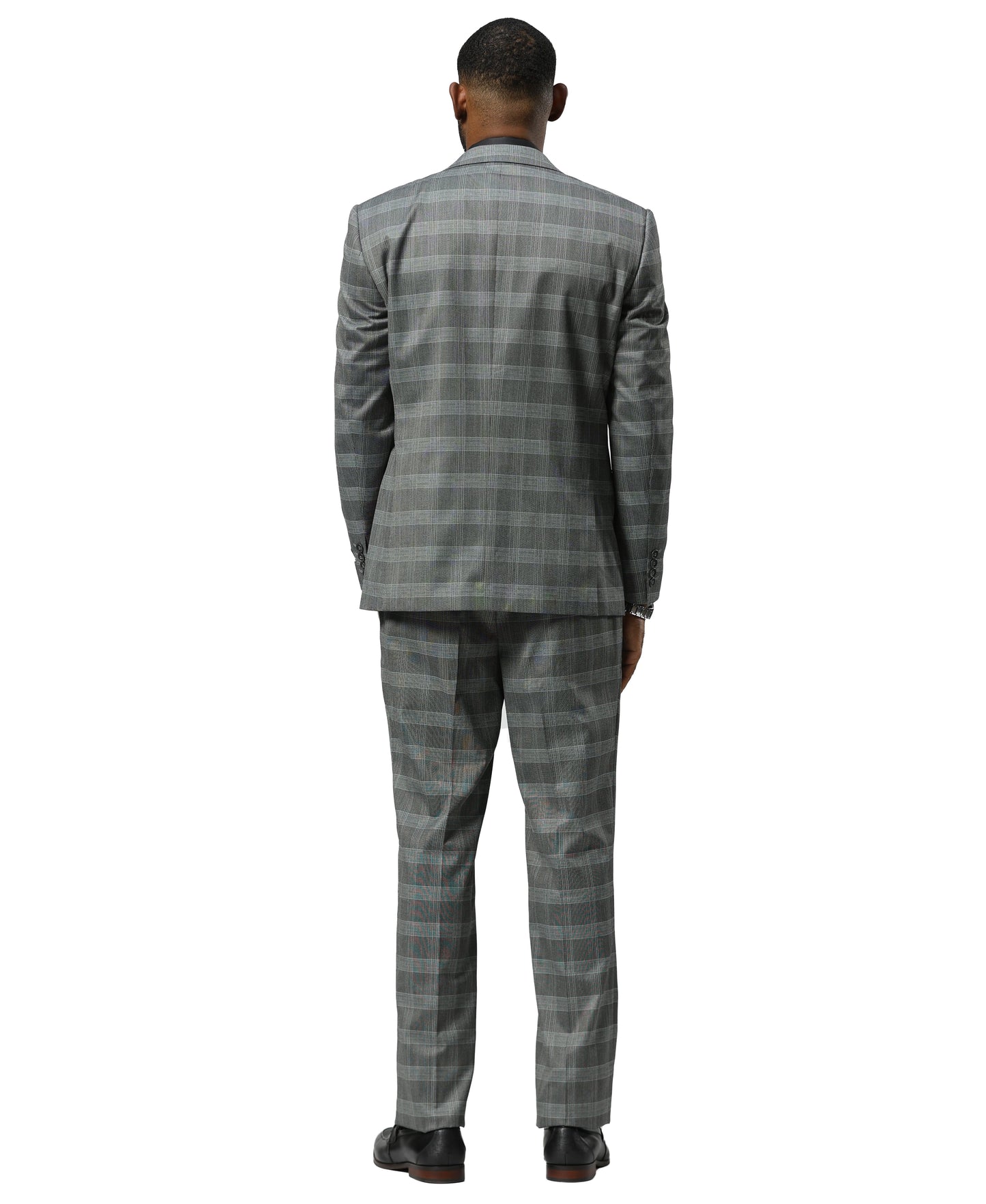 Stacy Adams Glen-Check Peak Lapel 3pc Suit Set, Grey