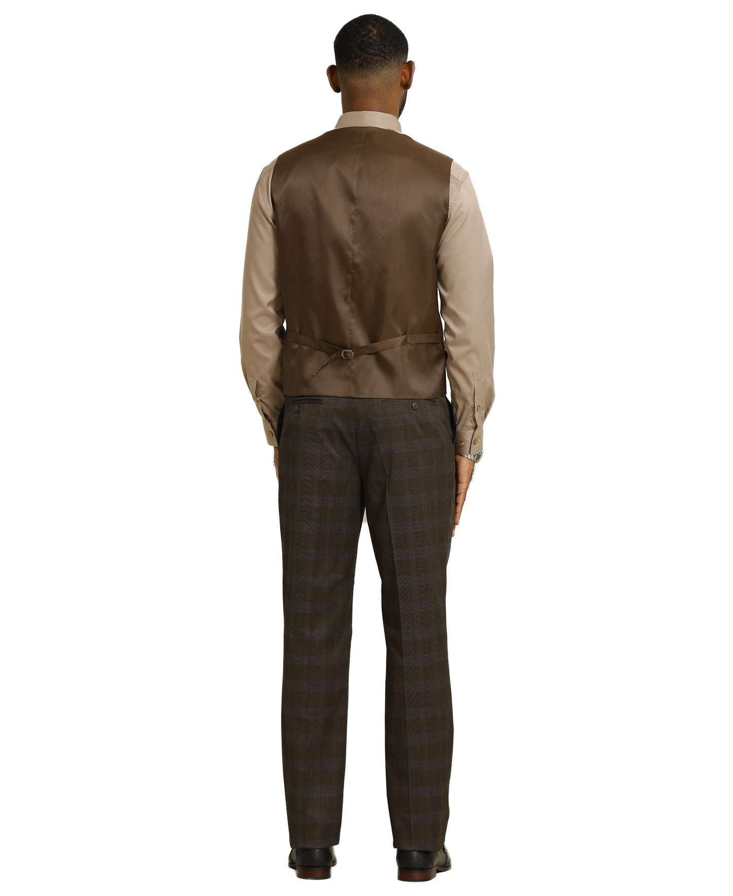 Stacy Adams Glen-Check Peak Lapel 3pc Suit Set, Brown