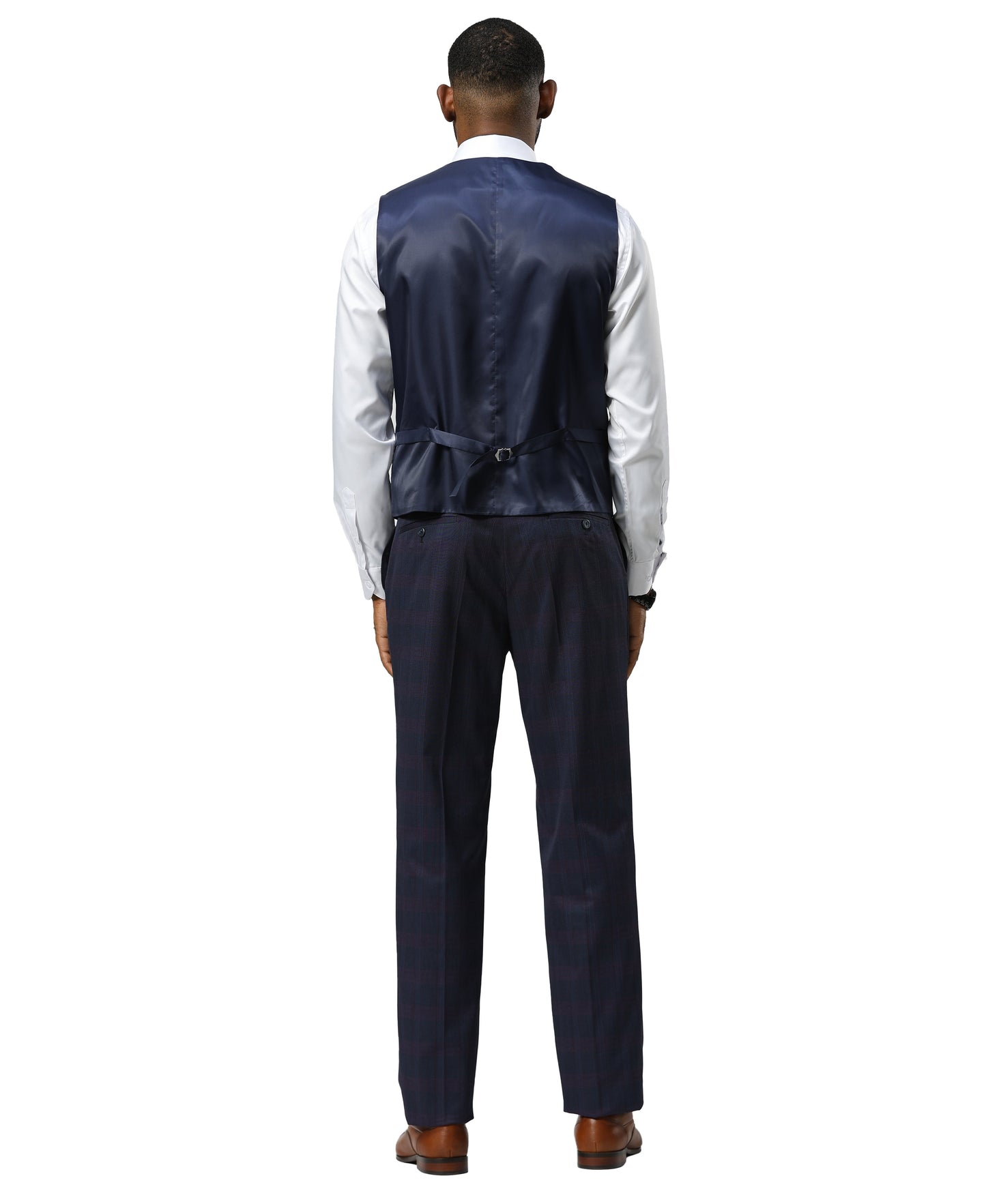 Stacy Adams Glen-Check Peak Lapel 3pc Suit Set, Purple
