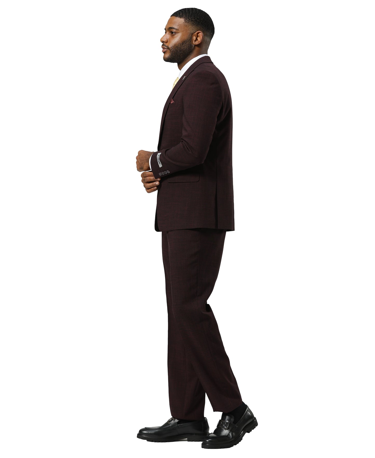 Stacy Adams Men's Suit Tattersall Pattern, Burgundy