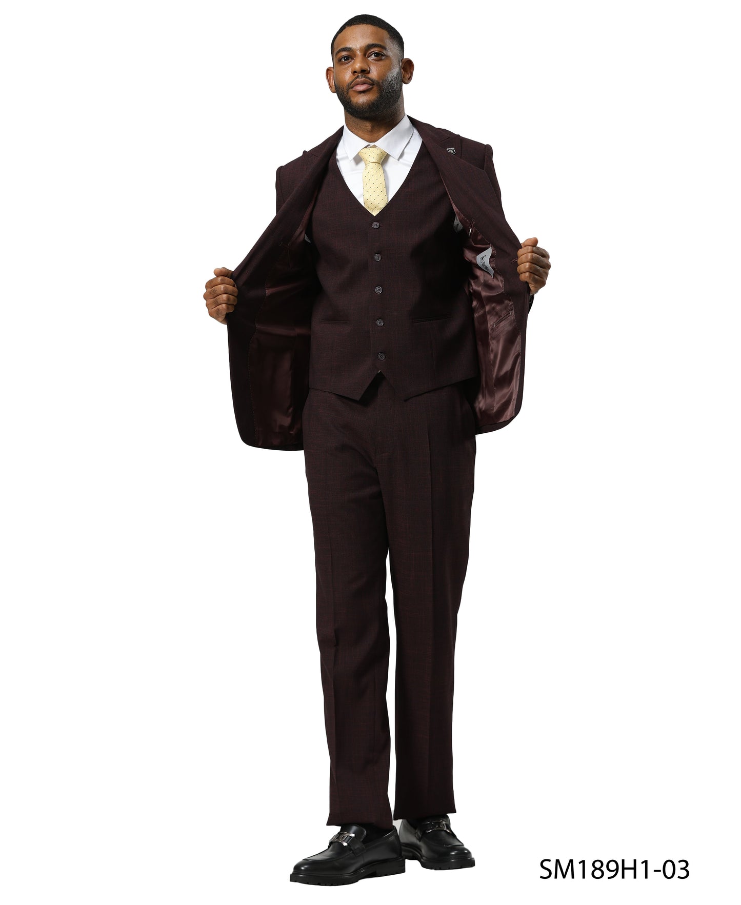 Stacy Adams Men's Suit Tattersall Pattern, Burgundy