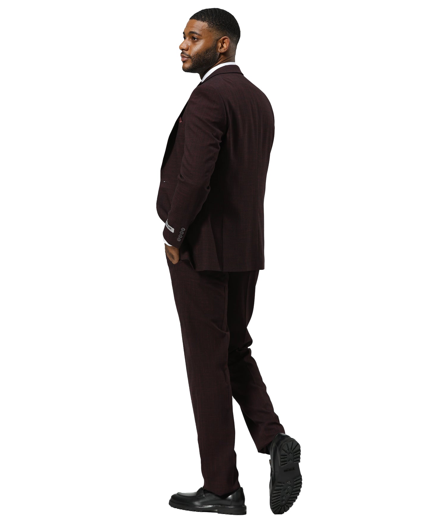 Stacy Adams Men's Suit Tattersall Pattern, Burgundy
