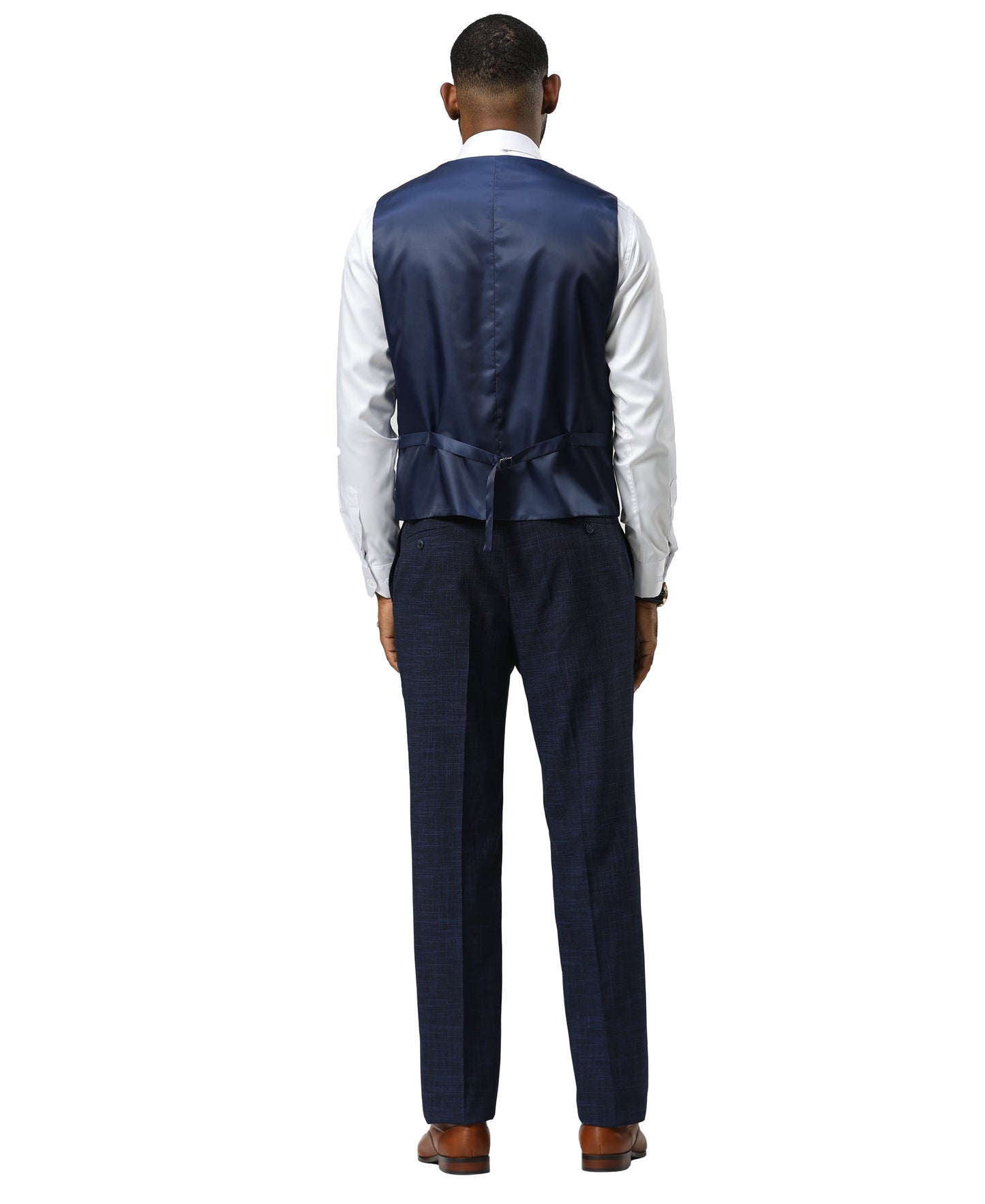 Stacy Adams Men's Suit Tattersall Pattern, Dark Navy