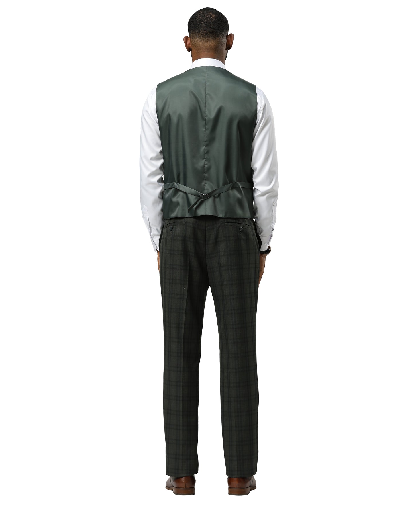 Stacy Adams Men's Glen Plaid 3pc Suit Set, Dark Green