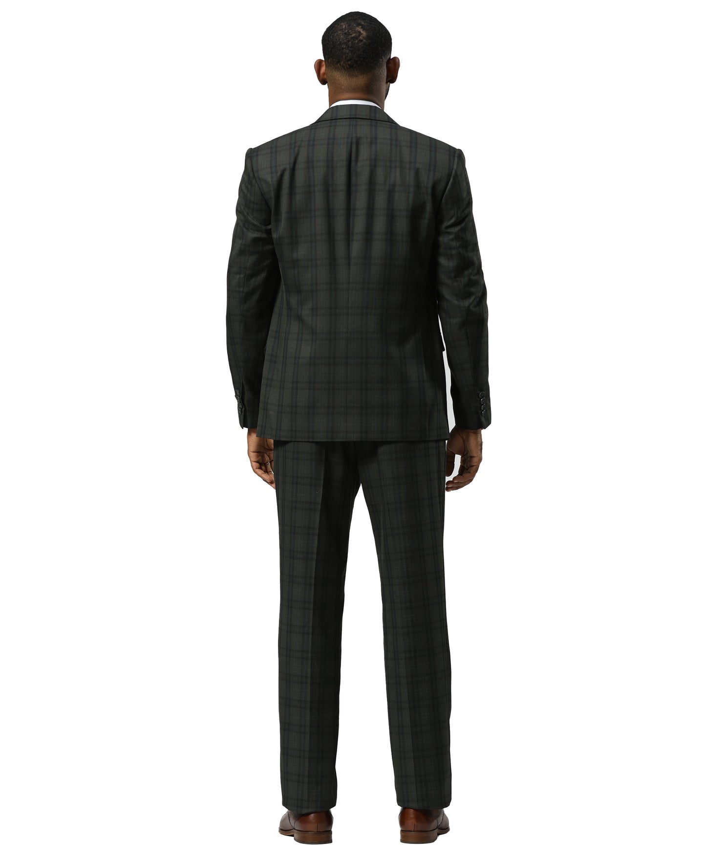 Stacy Adams Men's Glen Plaid 3pc Suit Set, Dark Green