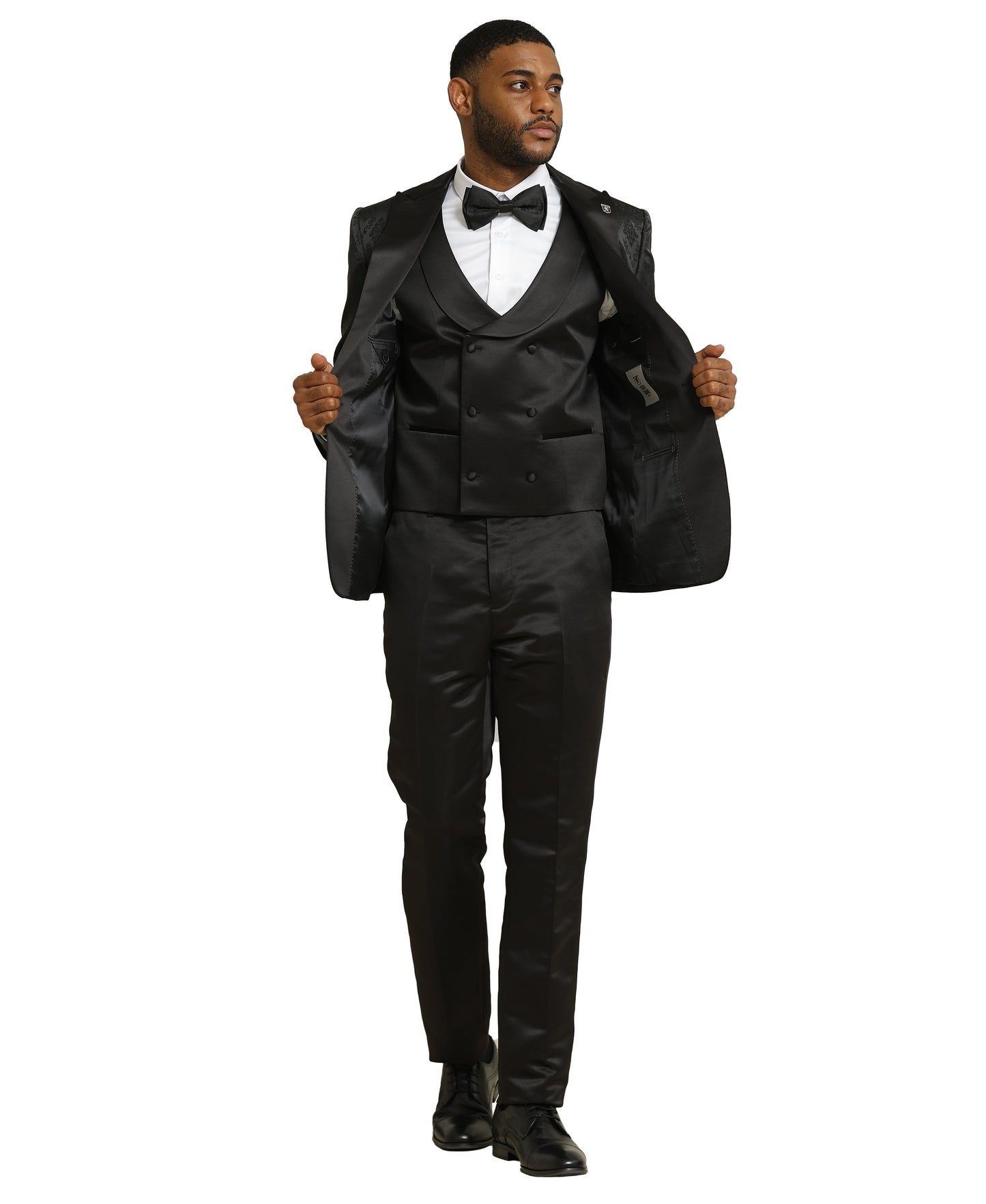 Stacy Adams Men's Paisley 3pc Tuxedo Set, Black
