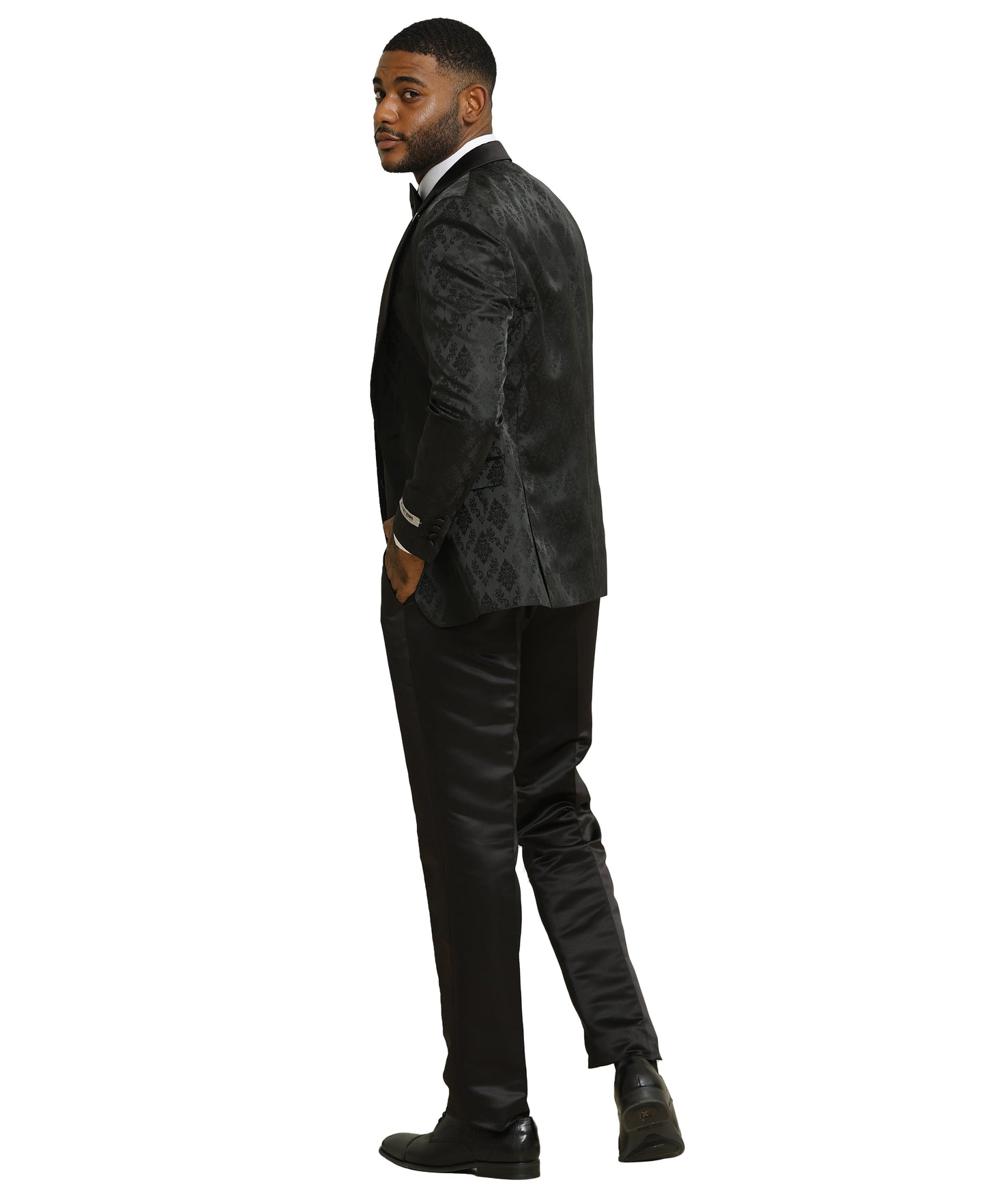Stacy Adams Men's Paisley 3pc Tuxedo Set, Black