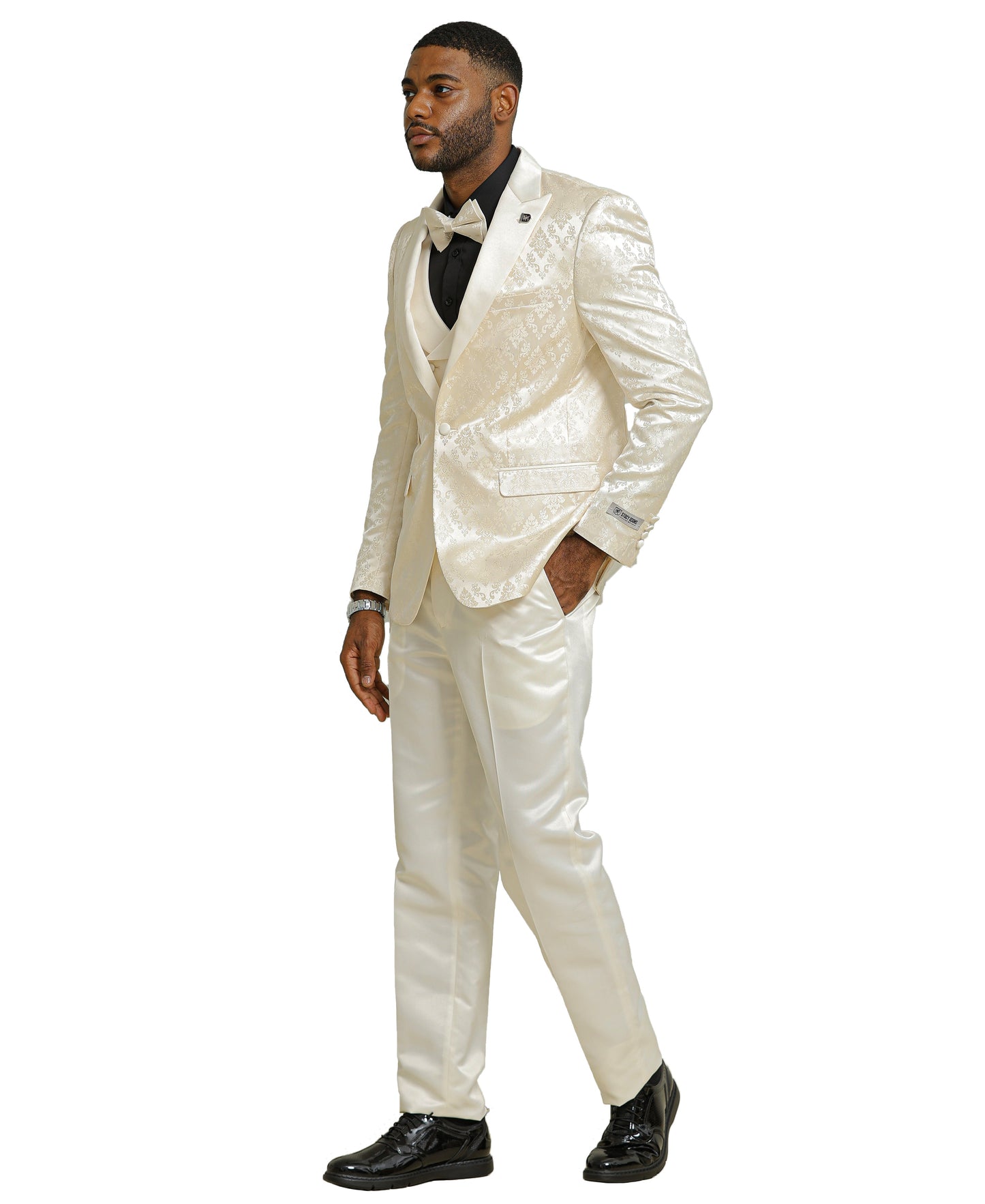 Stacy Adams Men's Paisley 3pc Tuxedo Set, Ivory