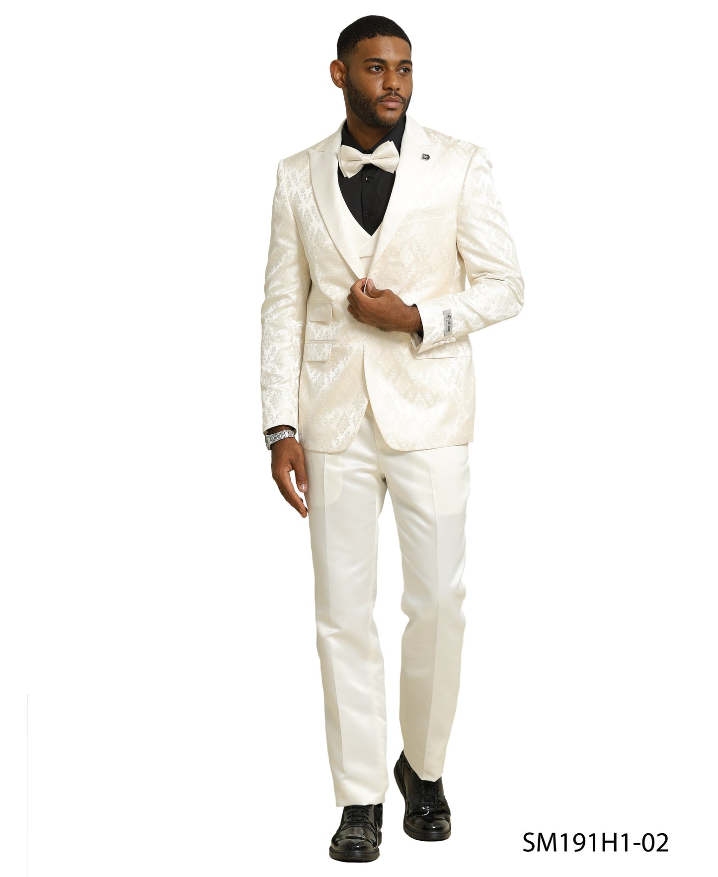Stacy Adams Men's Paisley 3pc Tuxedo Set, Ivory