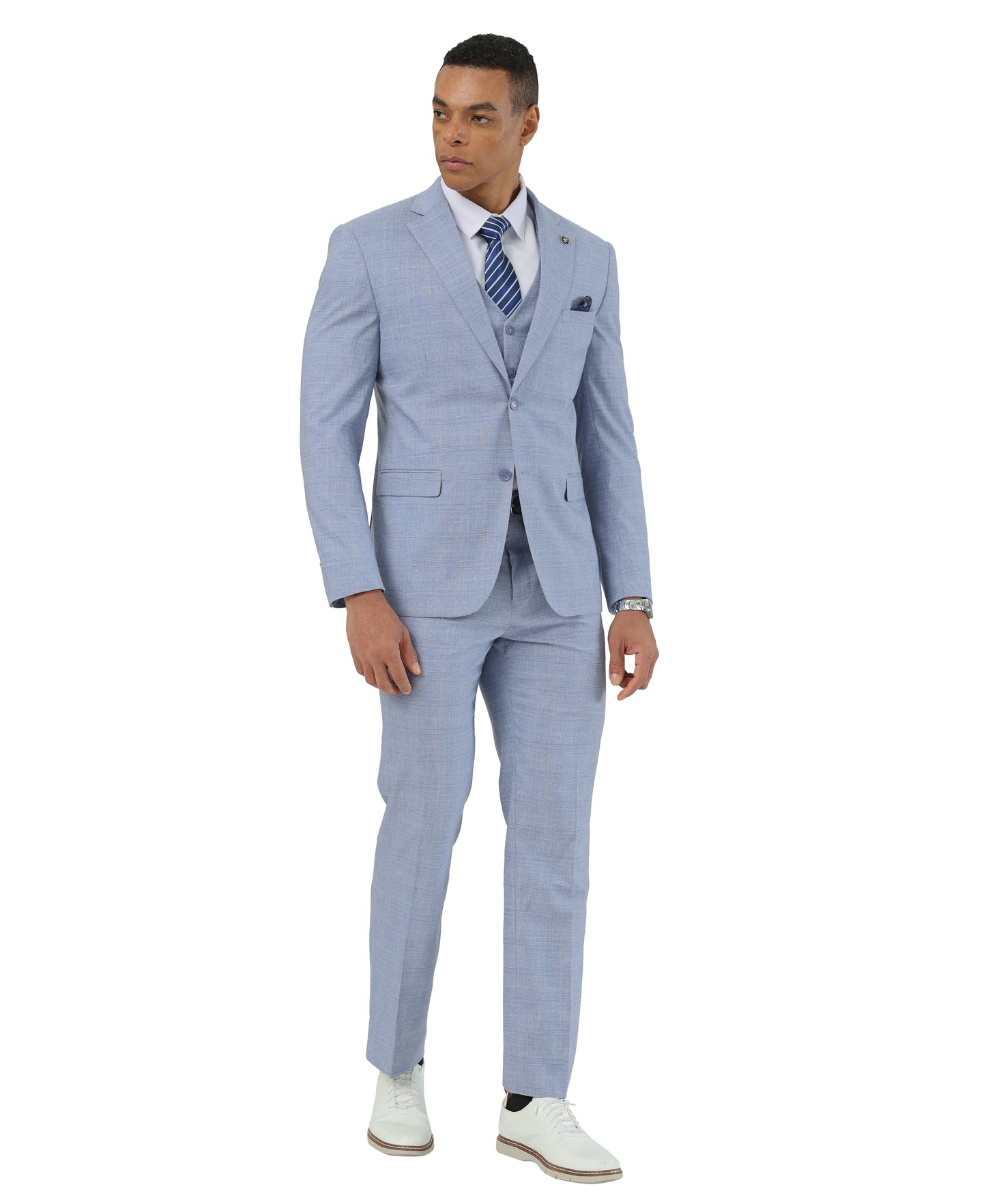 Stacy Adams Hybrid Fit Windowpane Plaid 3 Piece Suit Set