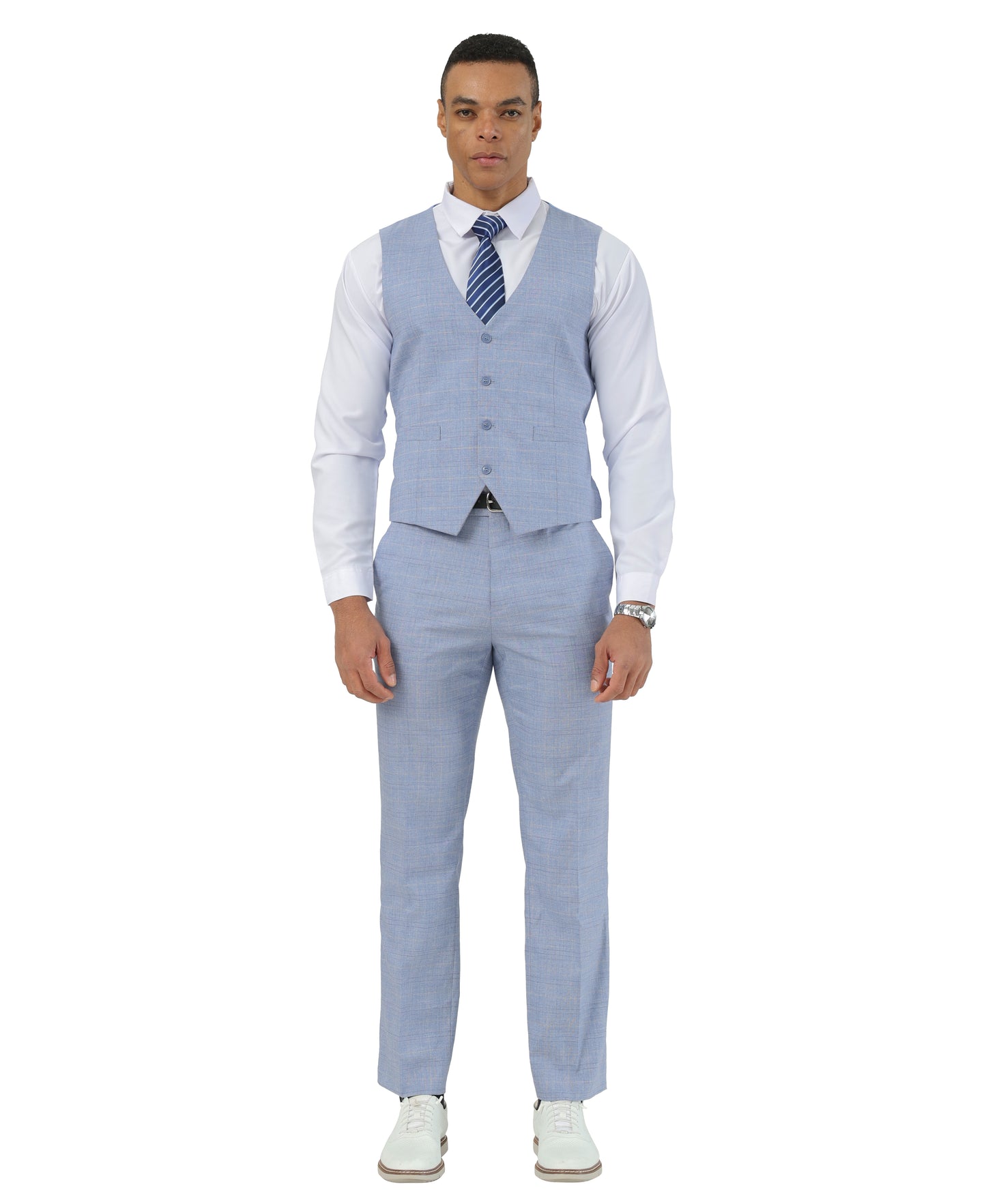 Stacy Adams Hybrid Fit Windowpane Plaid 3 Piece Suit Set
