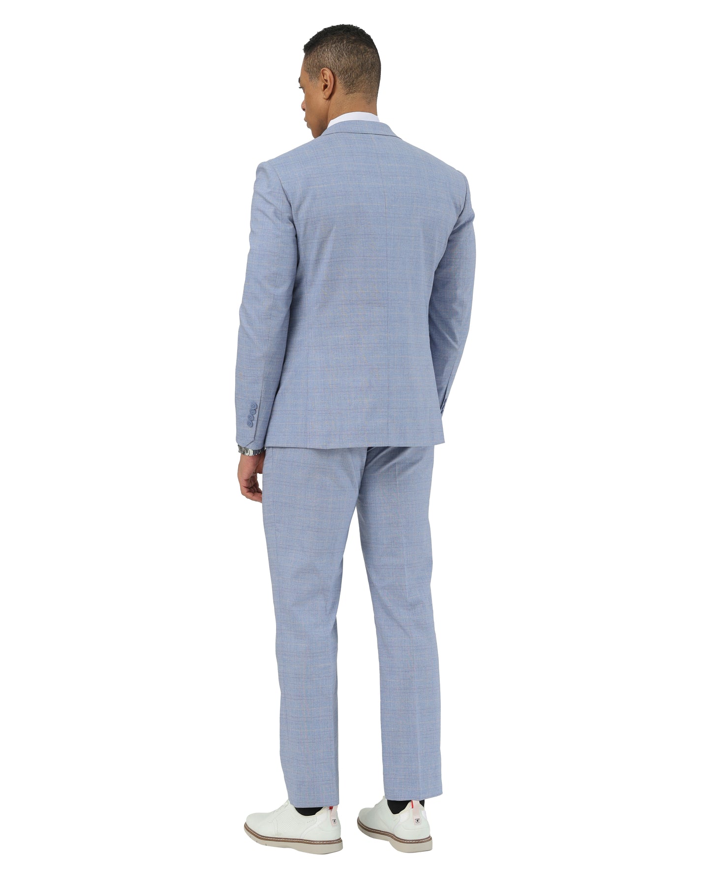Stacy Adams Hybrid Fit Windowpane Plaid 3 Piece Suit Set