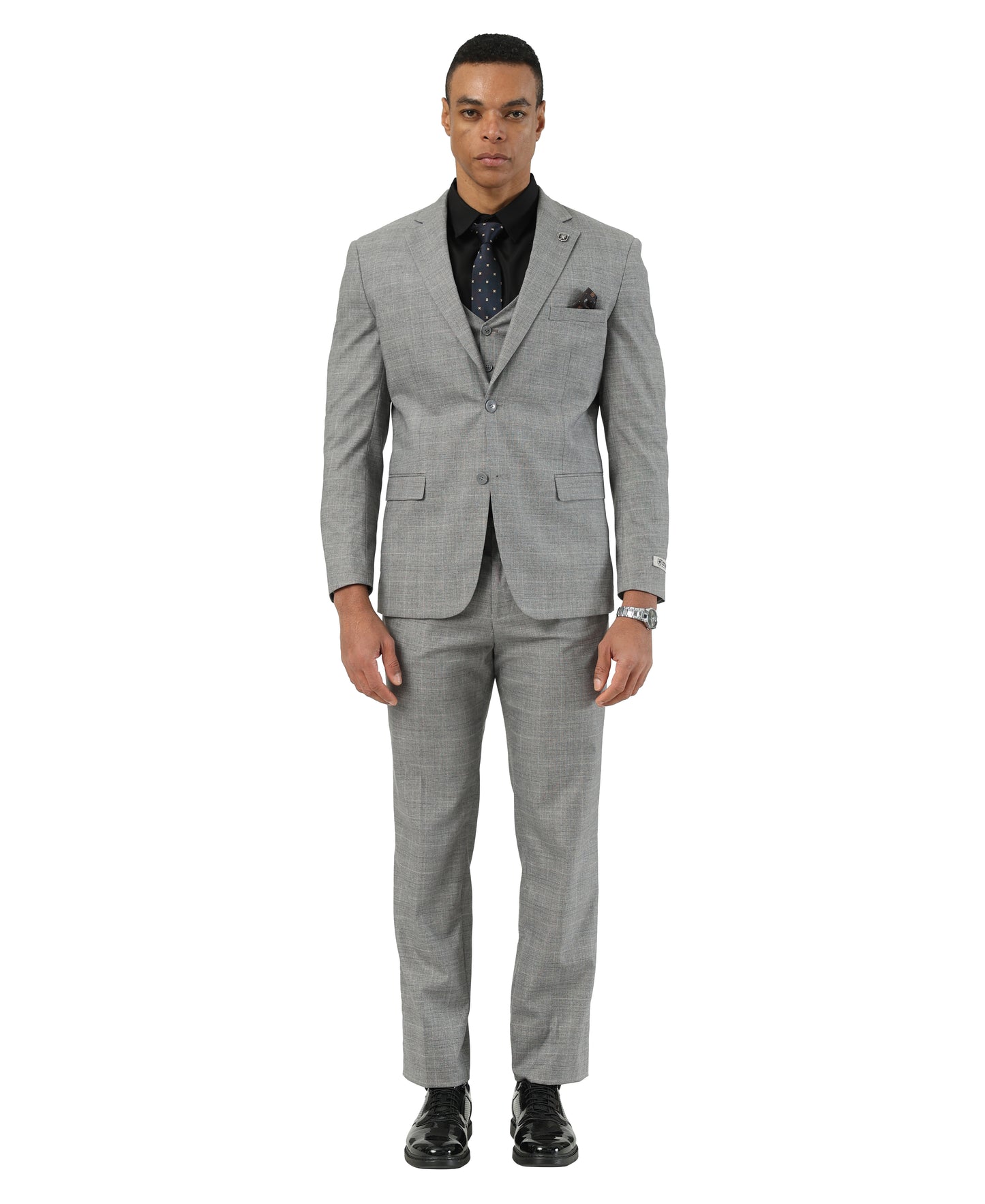Stacy Adams Hybrid Fit Windowpane Plaid 3 Piece Suit Set